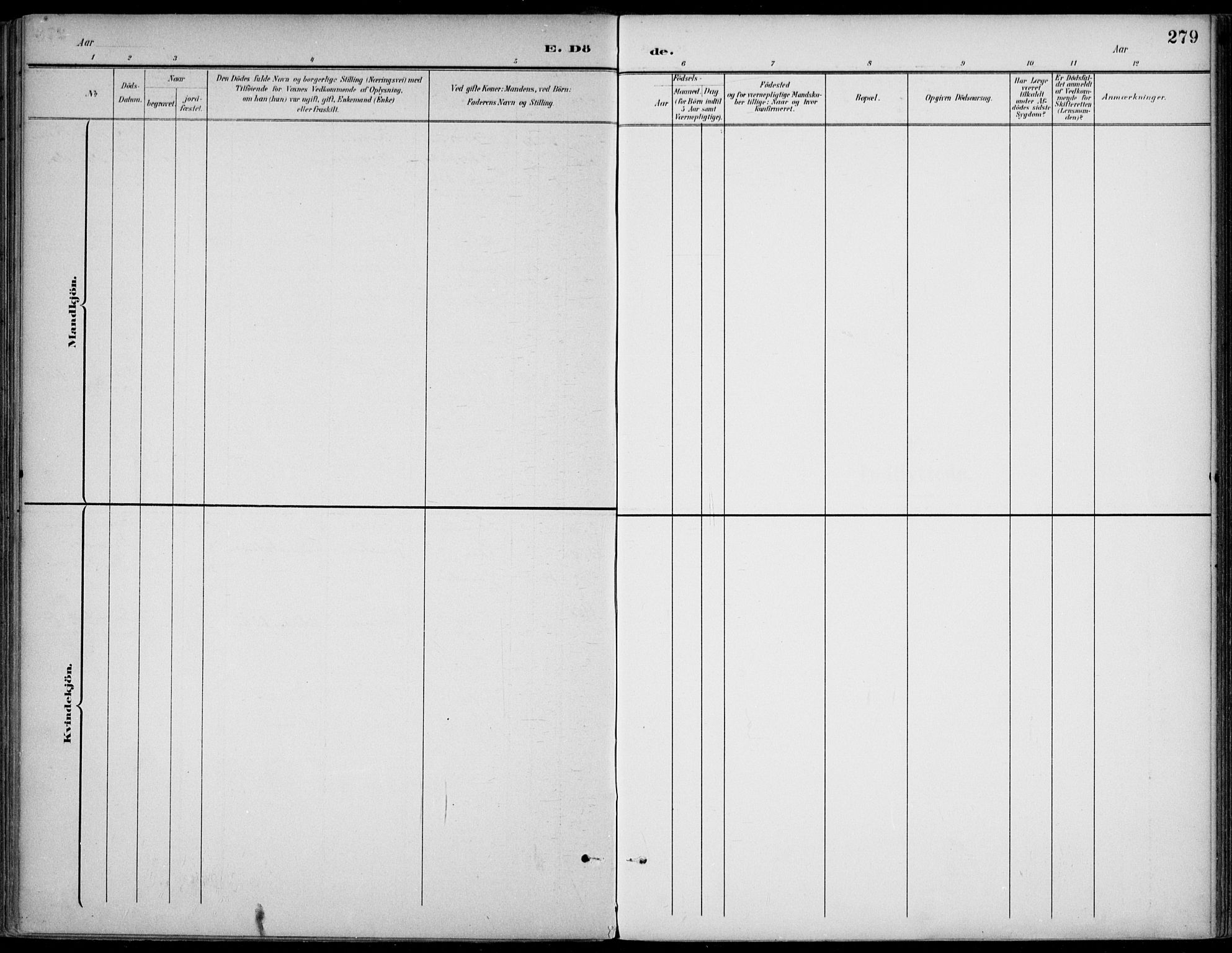 Gjerpen kirkebøker, AV/SAKO-A-265/F/Fa/L0011: Parish register (official) no. I 11, 1896-1904, p. 279