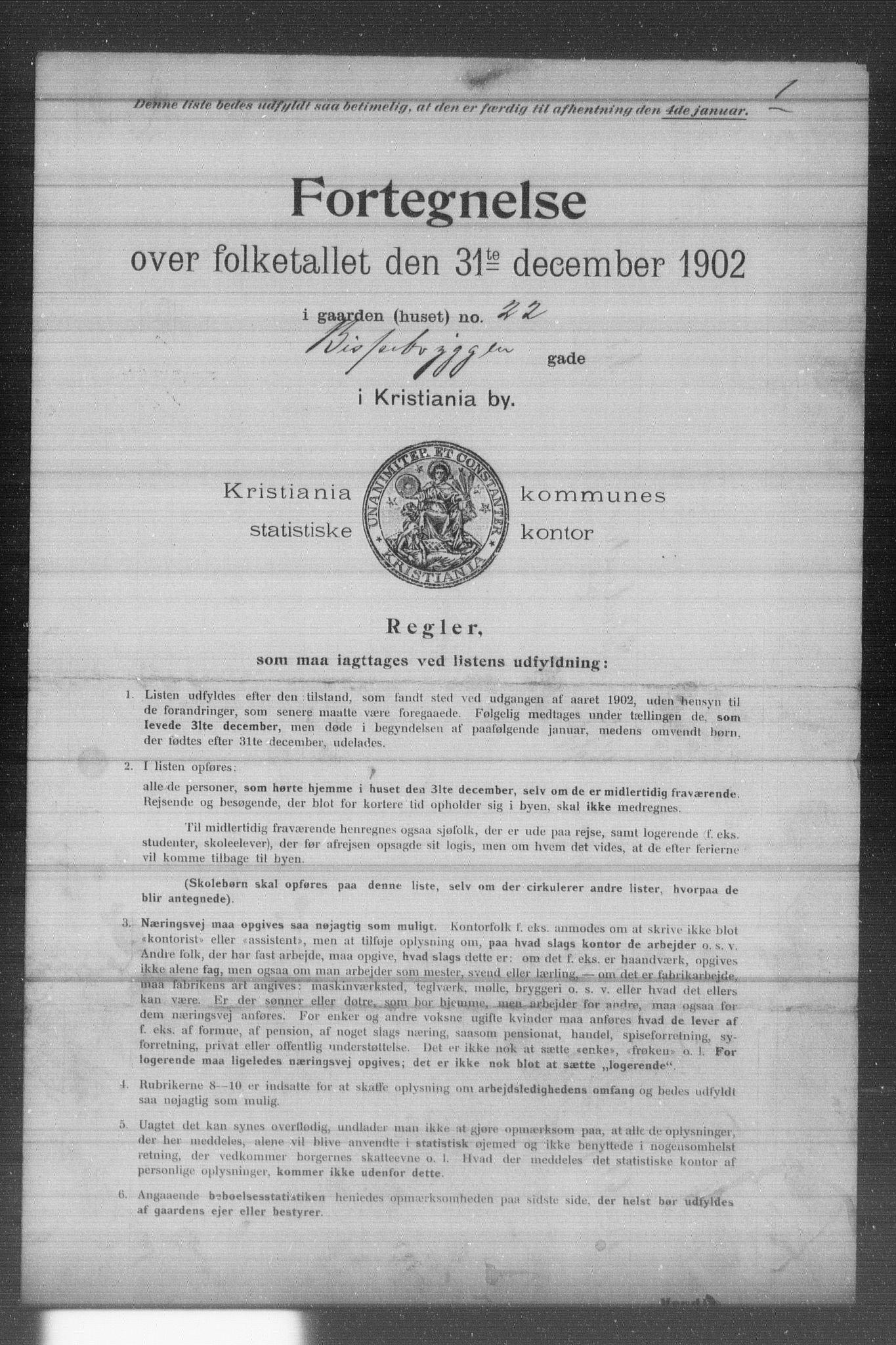 OBA, Municipal Census 1902 for Kristiania, 1902, p. 1007