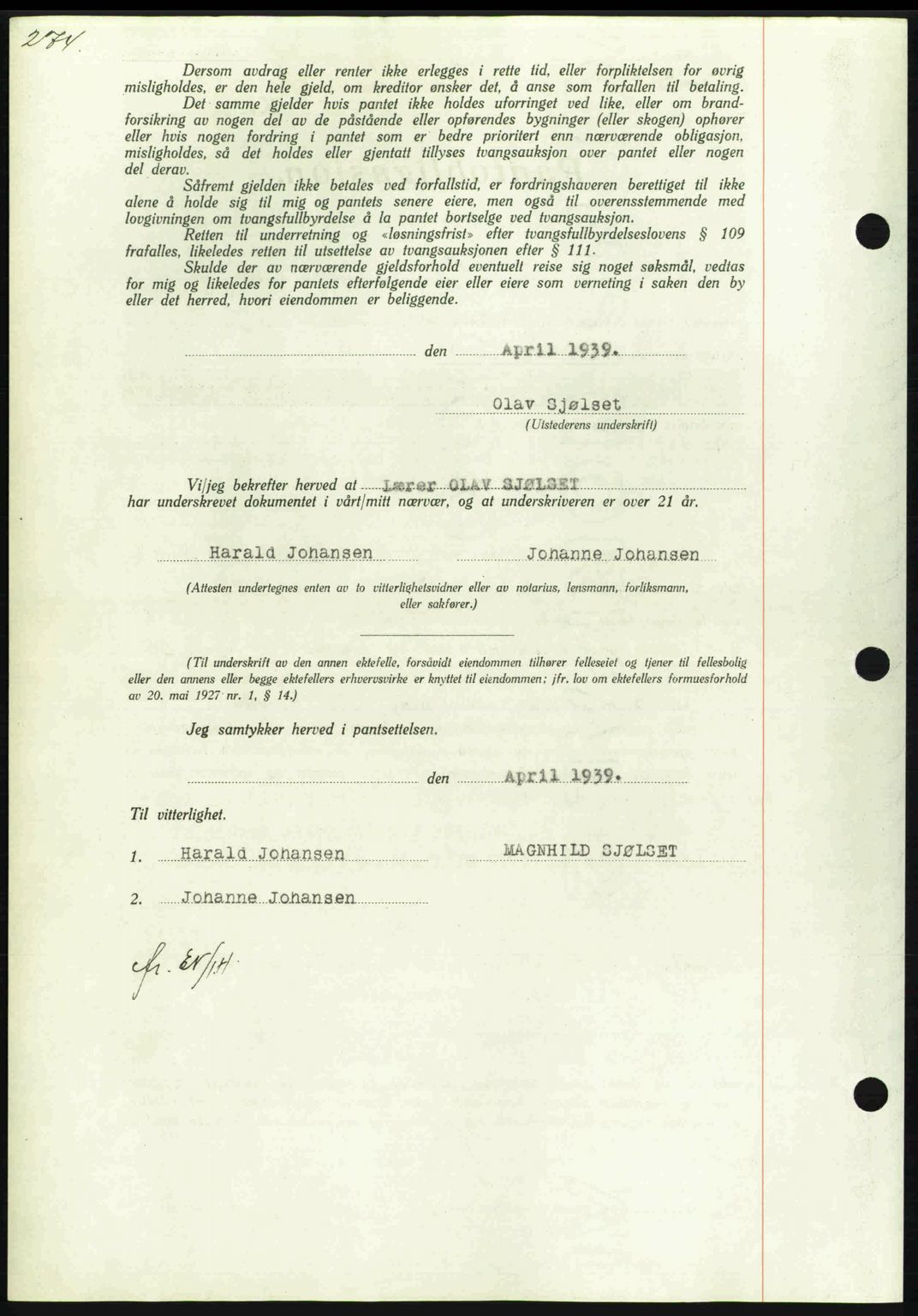 Nordmøre sorenskriveri, AV/SAT-A-4132/1/2/2Ca: Mortgage book no. B85, 1939-1939, Diary no: : 1194/1939