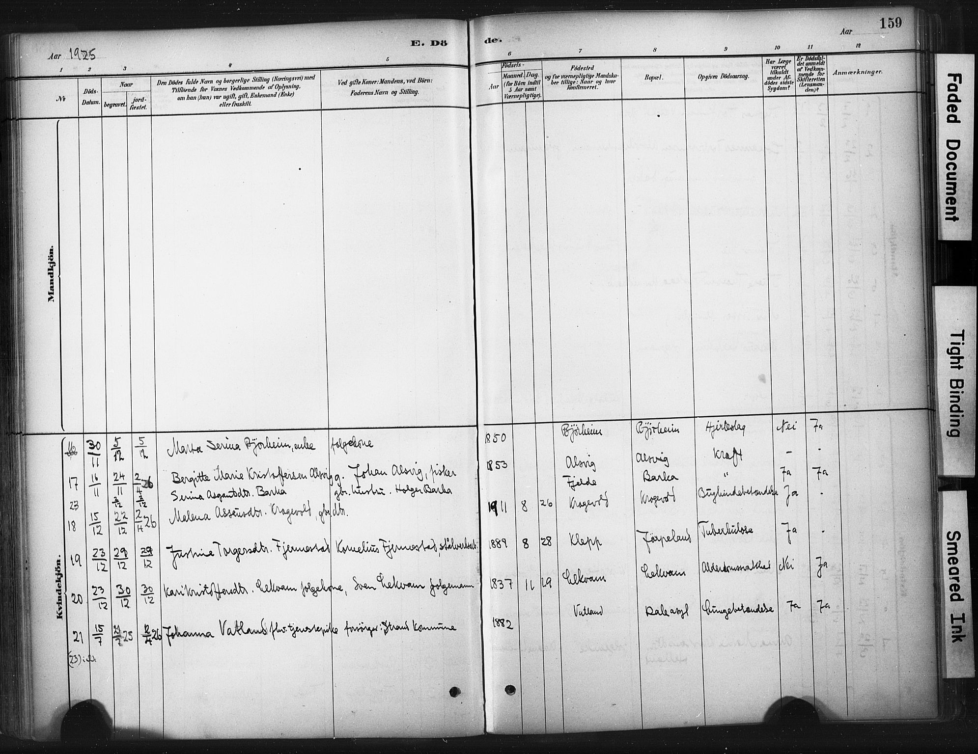 Strand sokneprestkontor, AV/SAST-A-101828/H/Ha/Haa/L0010: Parish register (official) no. A 10, 1882-1929, p. 159