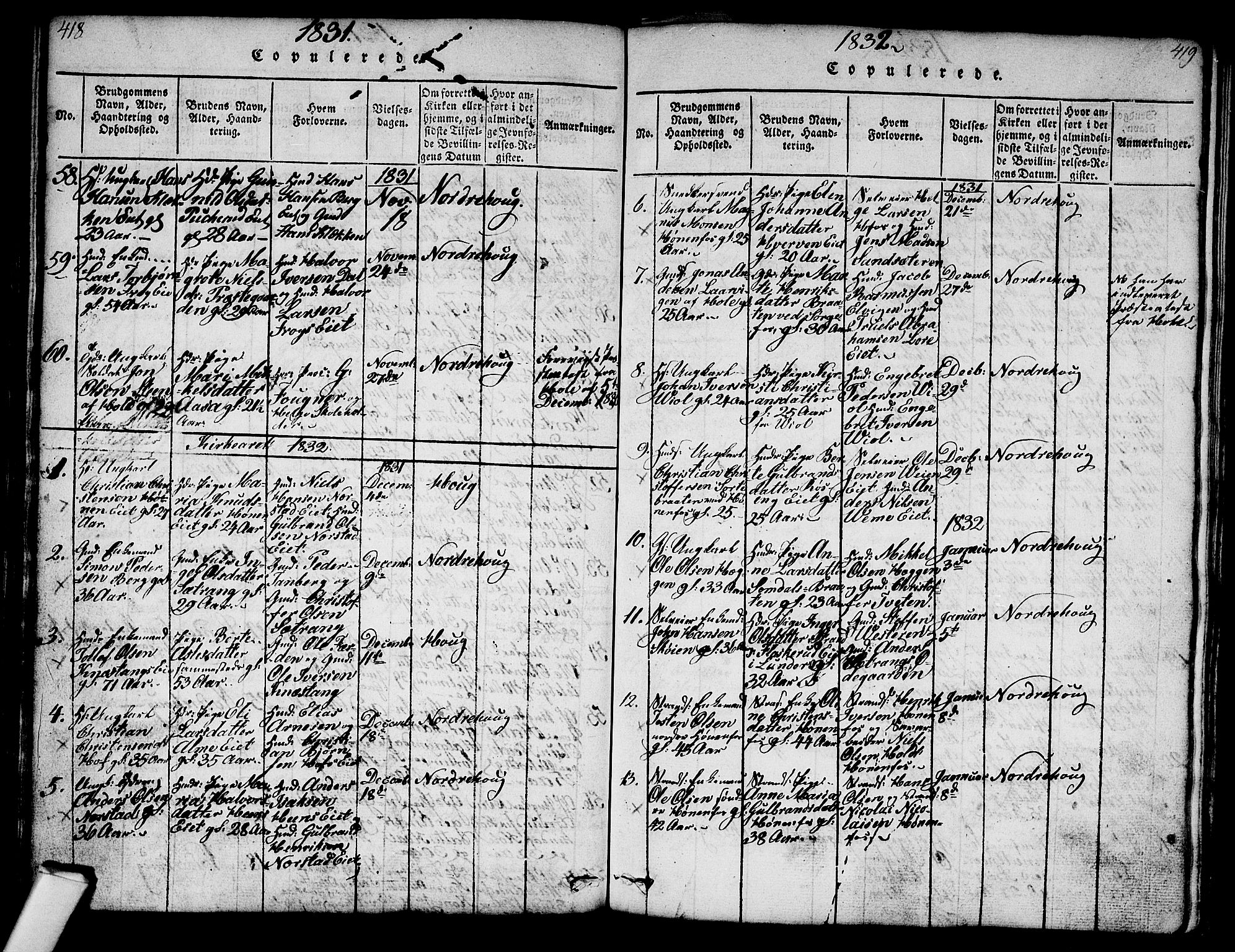 Norderhov kirkebøker, SAKO/A-237/G/Ga/L0003: Parish register (copy) no. I 3 /1, 1814-1876, p. 418-419
