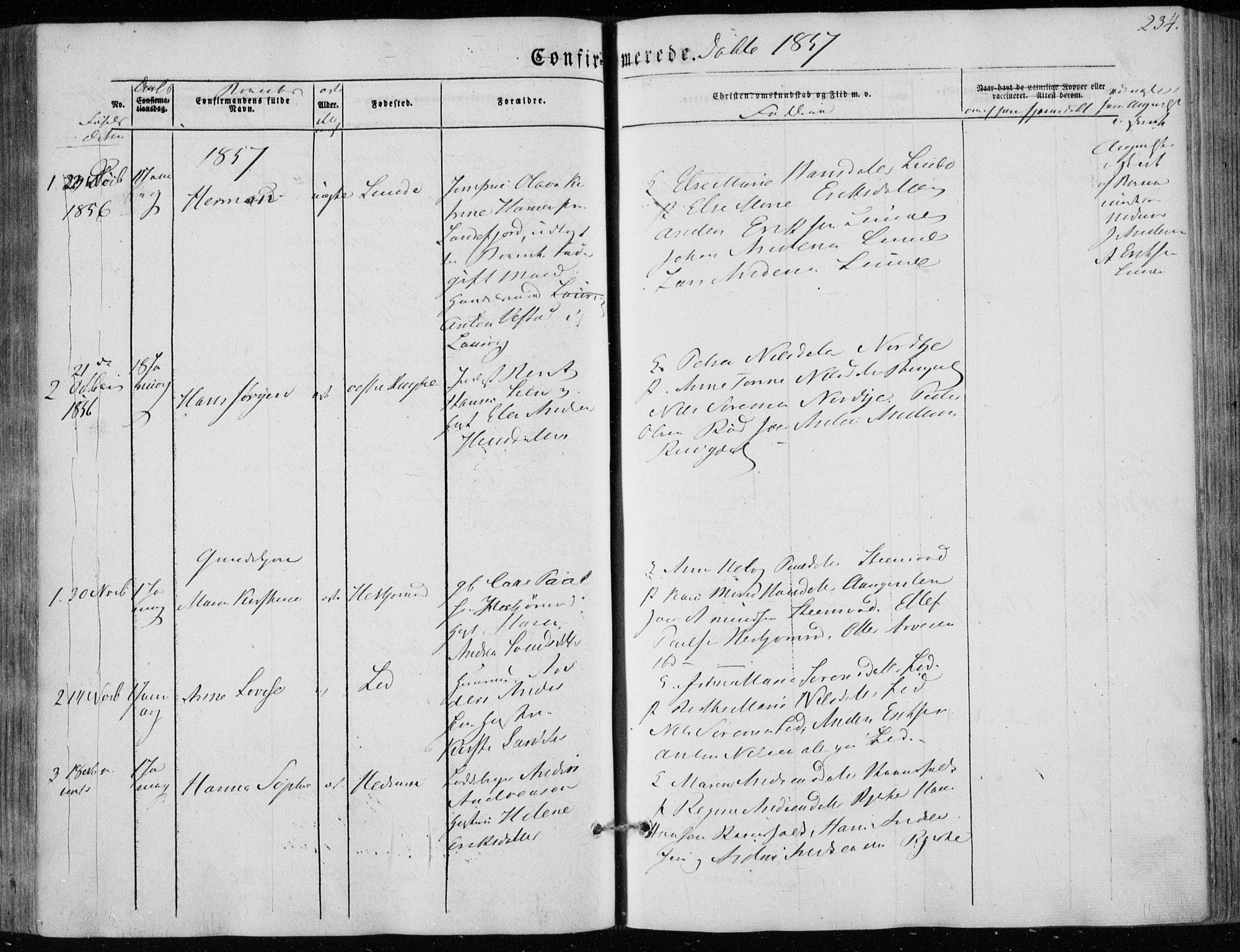 Hedrum kirkebøker, AV/SAKO-A-344/F/Fa/L0006: Parish register (official) no. I 6, 1849-1857, p. 234