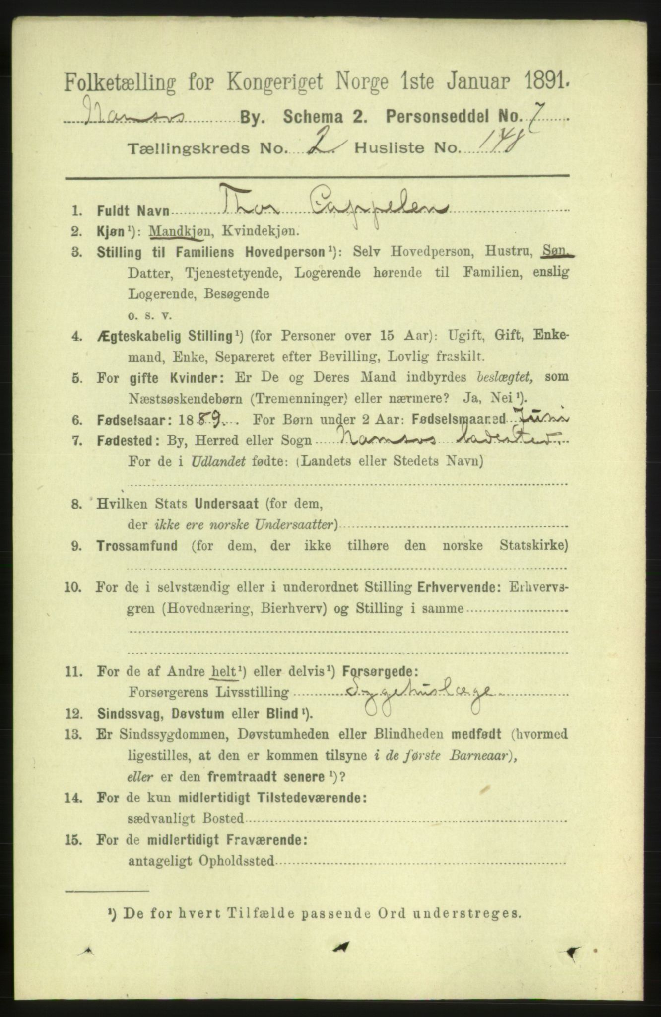 RA, 1891 census for 1703 Namsos, 1891, p. 1940