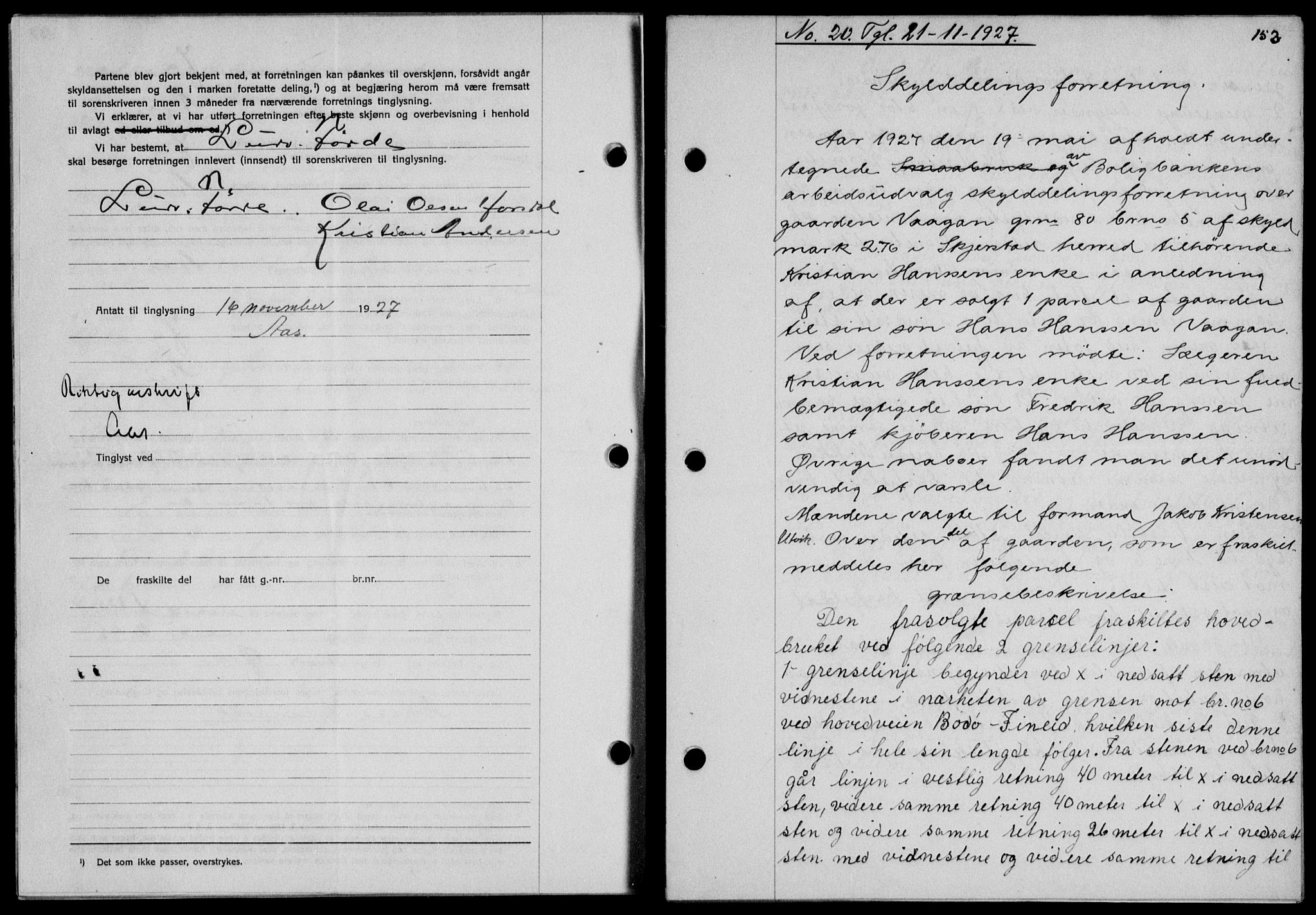 Salten sorenskriveri, AV/SAT-A-4578/1/2/2C/L0055: Mortgage book no. 45, 1927-1928, Deed date: 21.11.1927