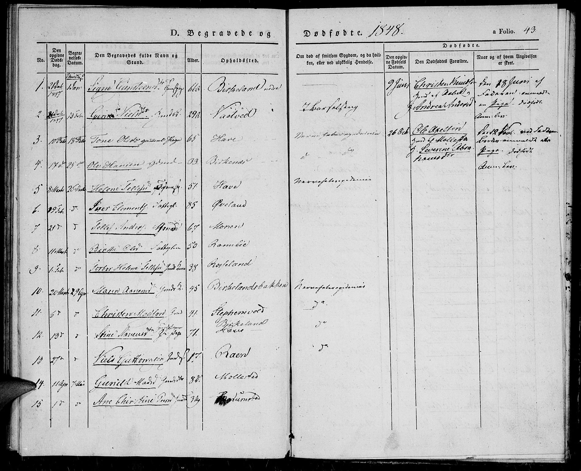 Birkenes sokneprestkontor, SAK/1111-0004/F/Fa/L0002: Parish register (official) no. A 2, 1839-1849, p. 44