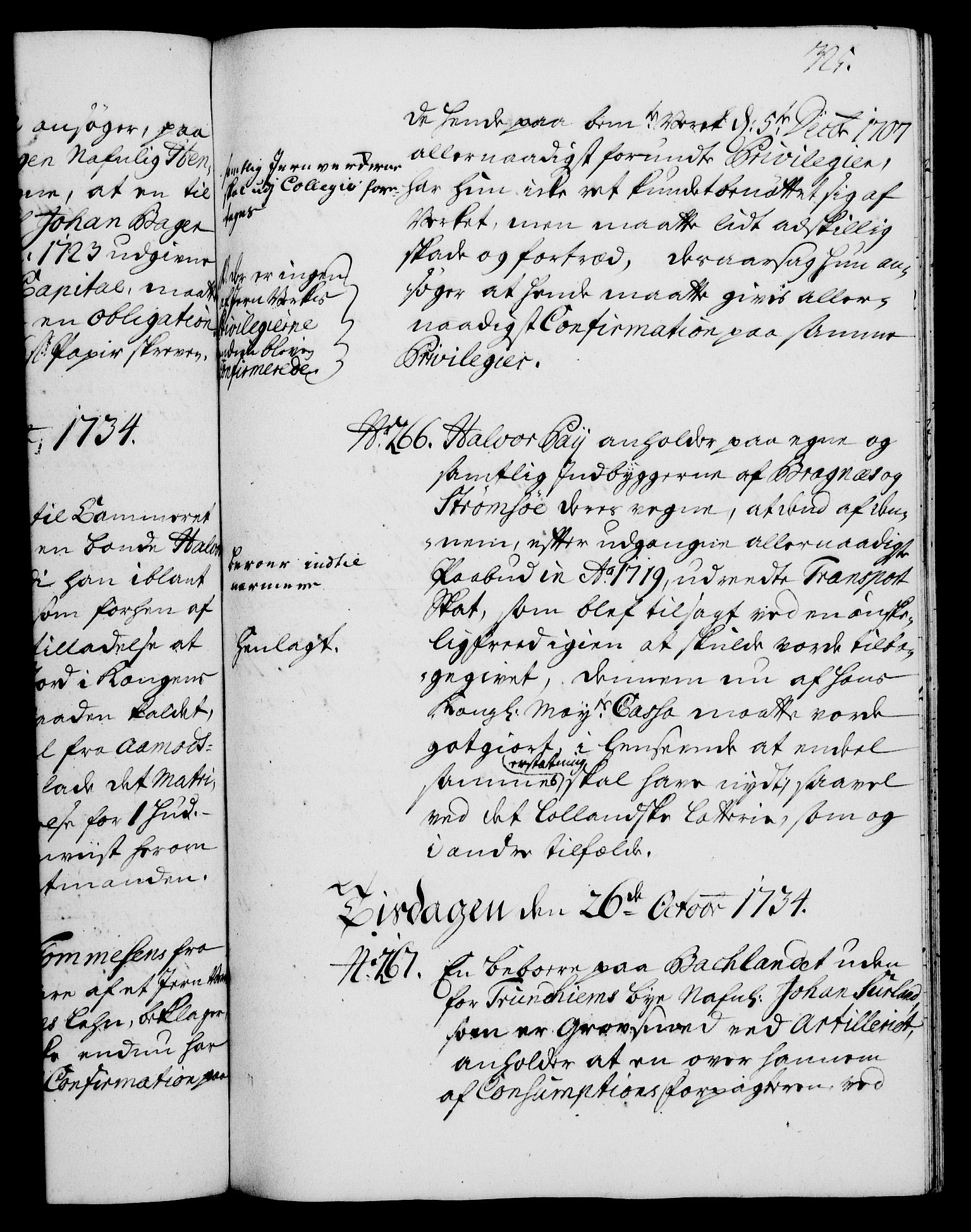 Rentekammeret, Kammerkanselliet, AV/RA-EA-3111/G/Gh/Gha/L0016: Norsk ekstraktmemorialprotokoll (merket RK 53.61), 1734-1735, p. 325