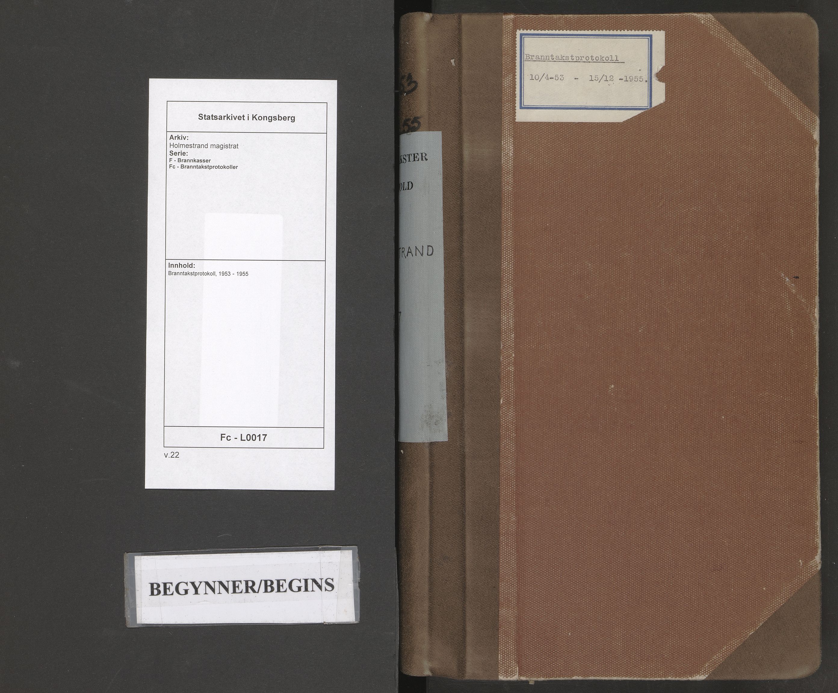 Holmestrand magistrat, SAKO/A-849/F/Fc/L0017: Branntakstprotokoll, 1953-1955