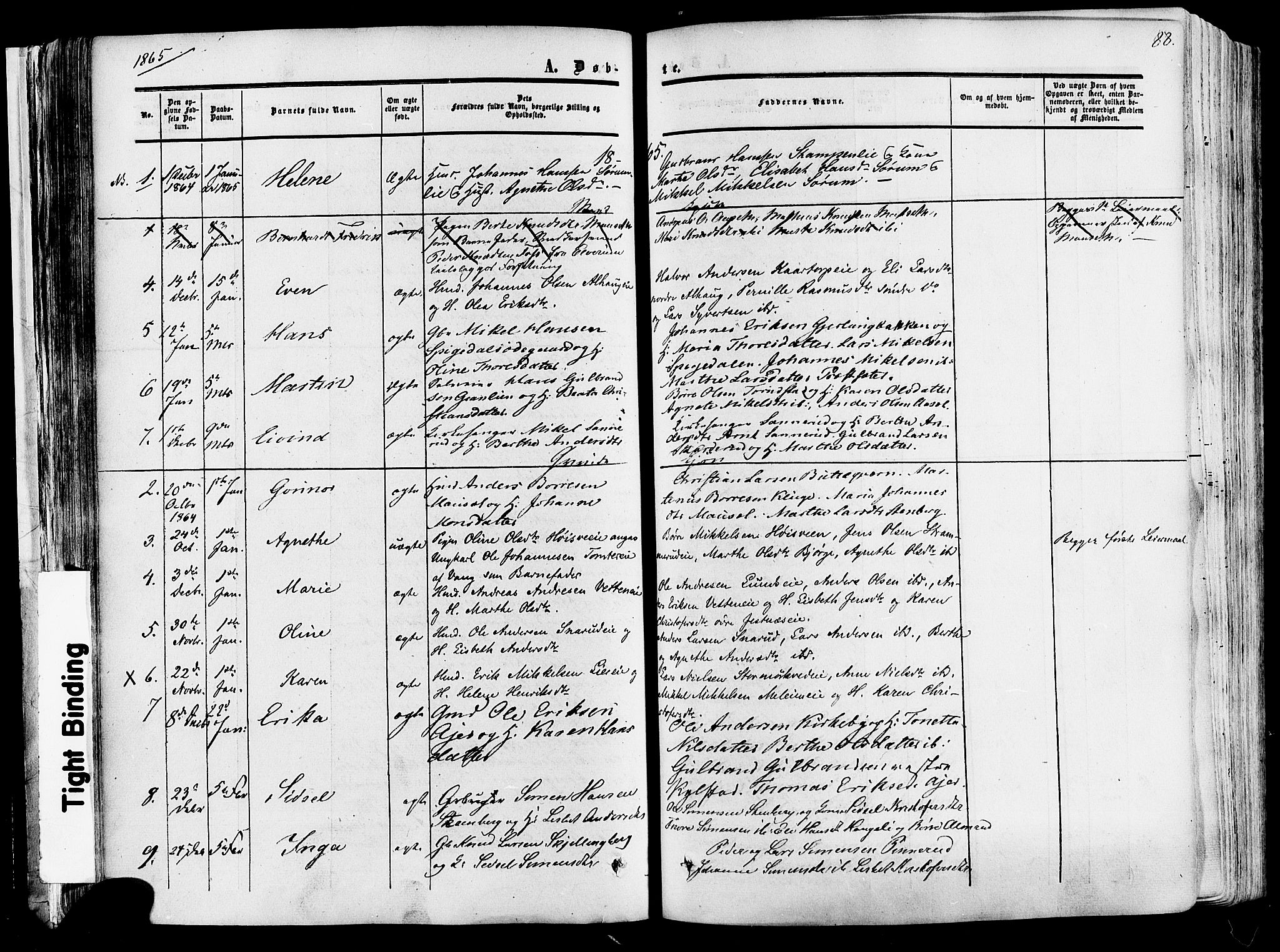 Vang prestekontor, Hedmark, SAH/PREST-008/H/Ha/Haa/L0013: Parish register (official) no. 13, 1855-1879, p. 88