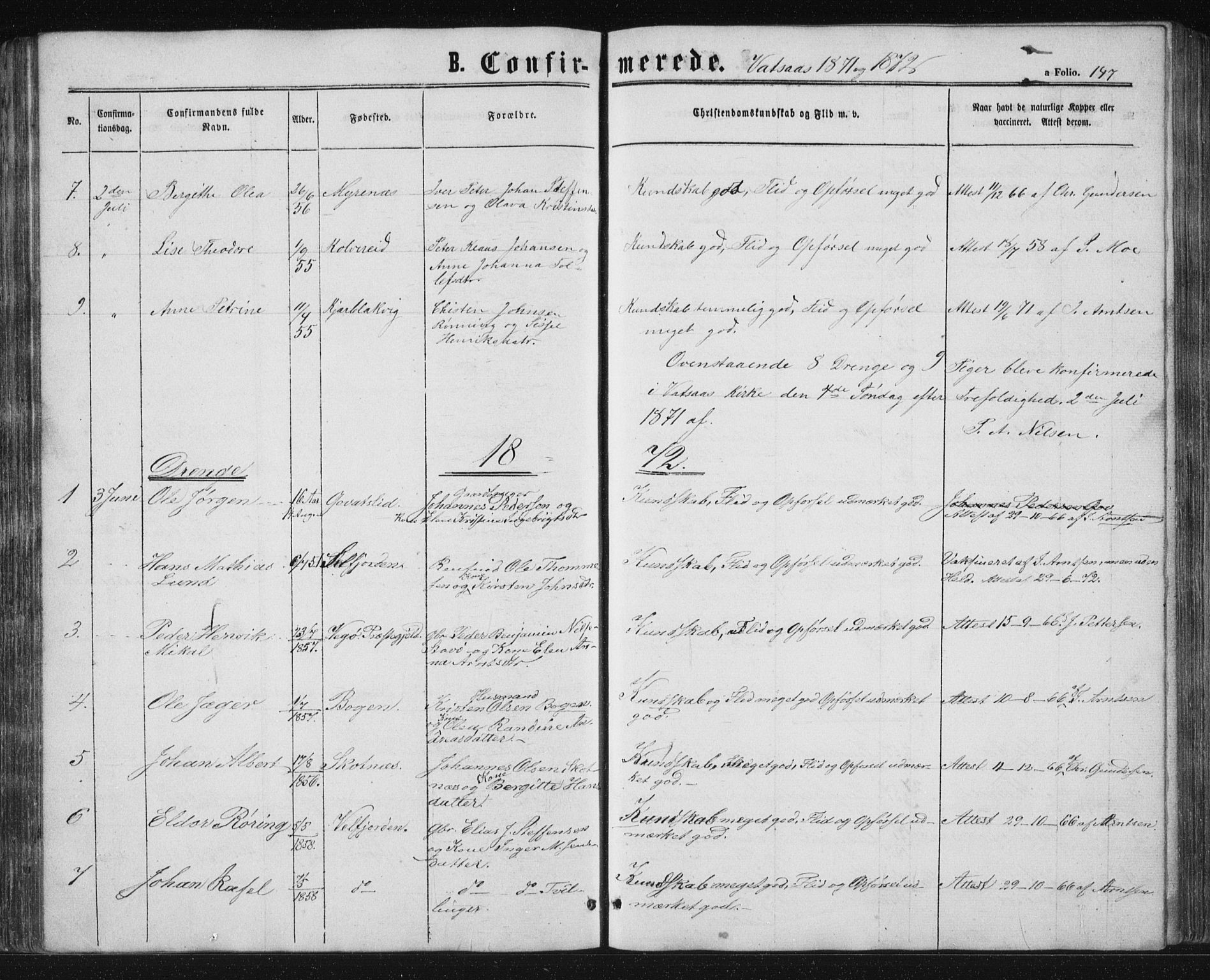 Ministerialprotokoller, klokkerbøker og fødselsregistre - Nordland, AV/SAT-A-1459/810/L0158: Parish register (copy) no. 810C02 /1, 1863-1883, p. 147