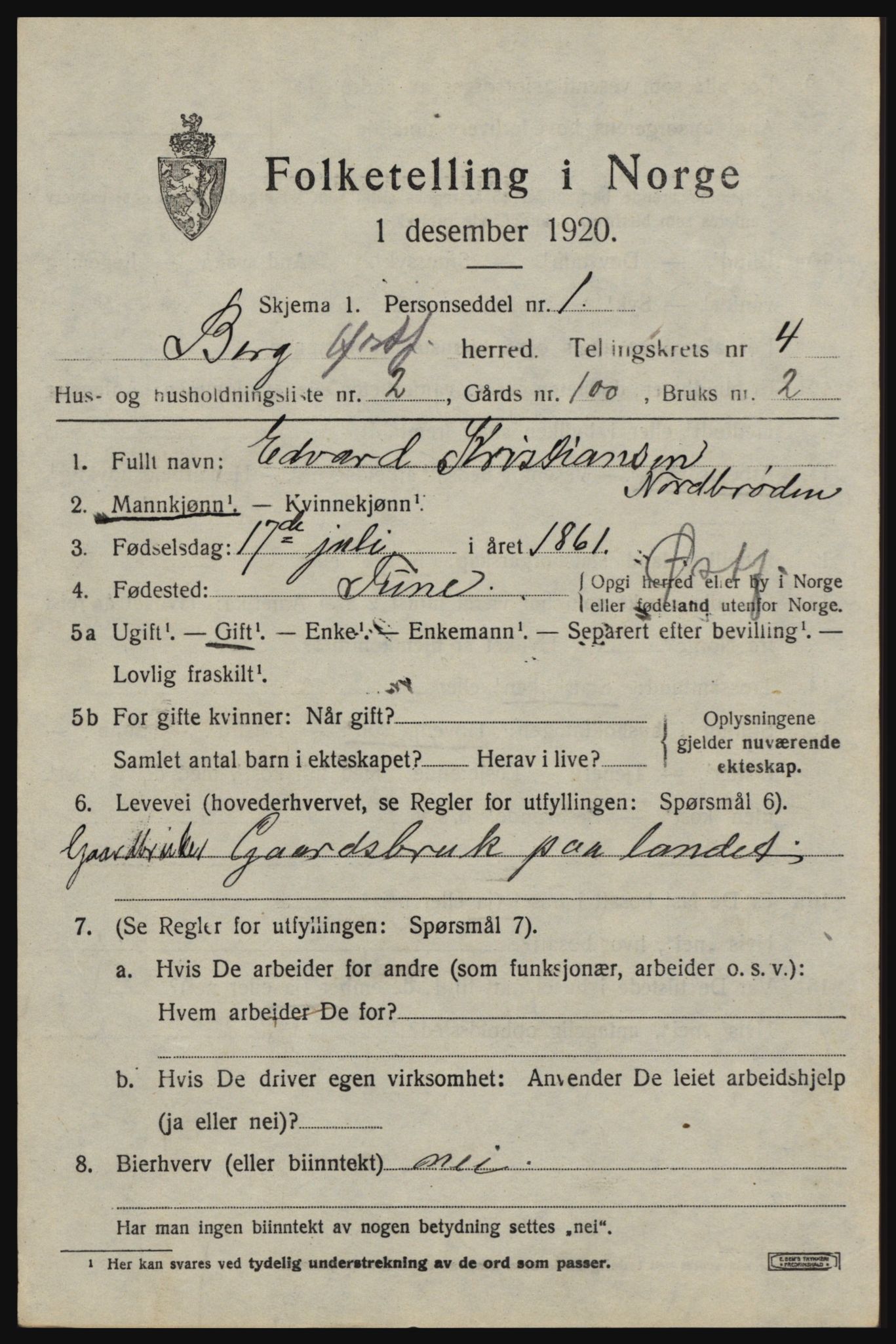 SAO, 1920 census for Berg, 1920, p. 8139