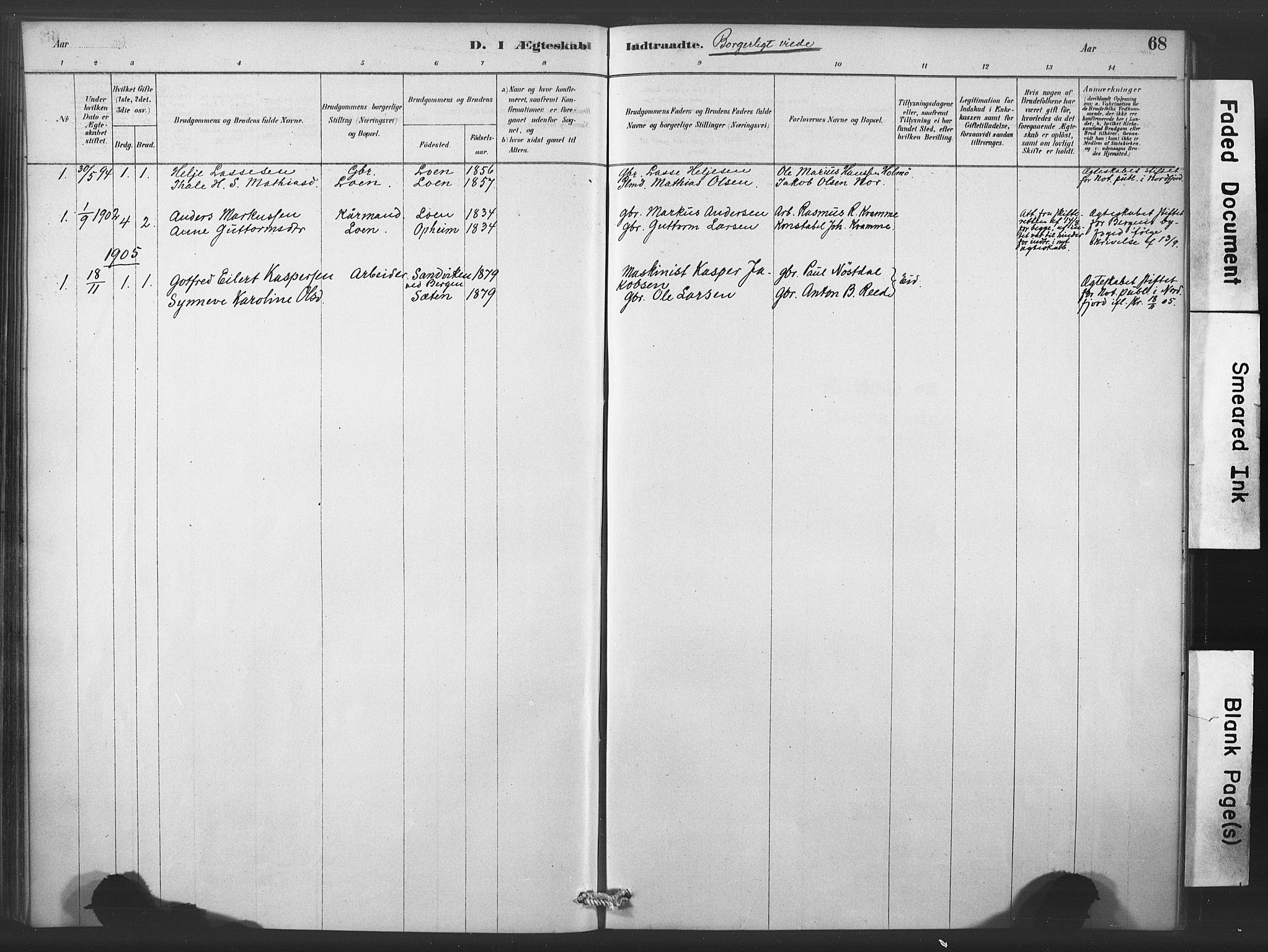 Stryn Sokneprestembete, SAB/A-82501: Parish register (official) no. C 1, 1878-1907, p. 68