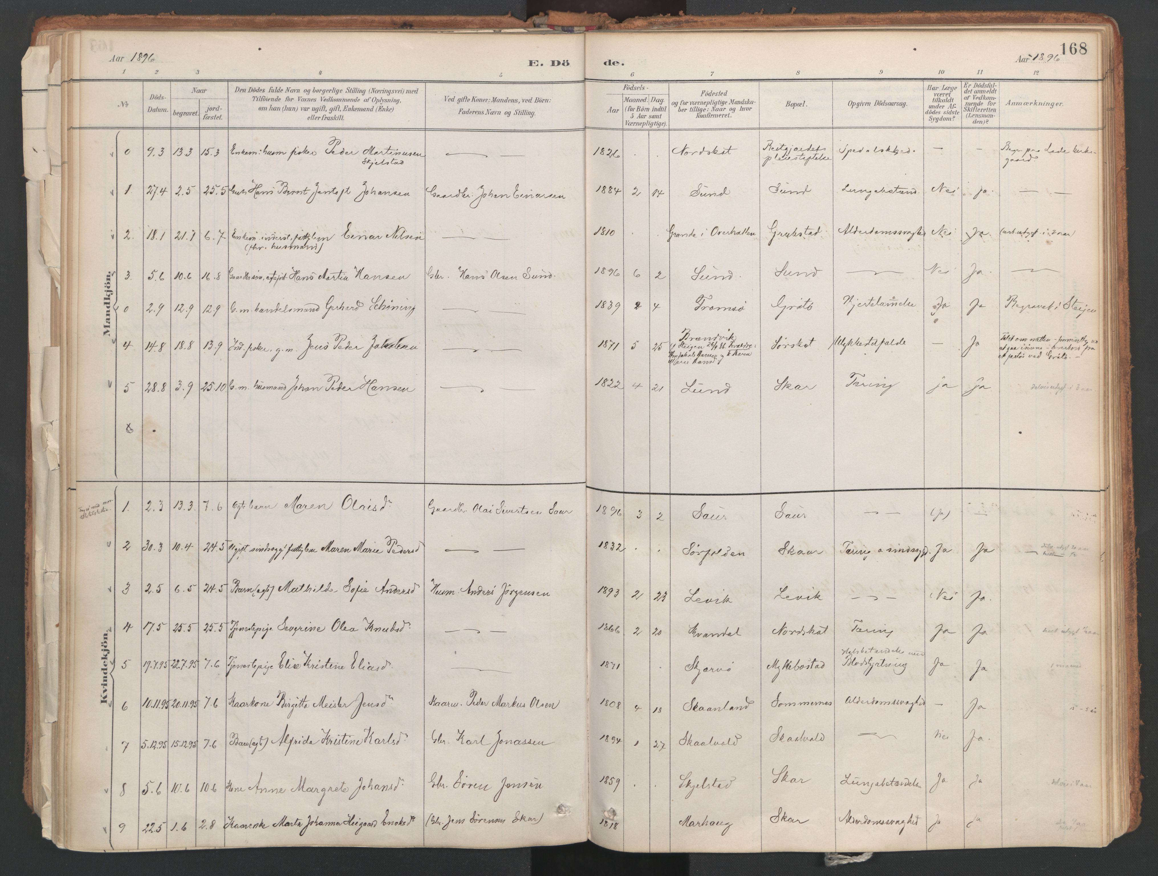 Ministerialprotokoller, klokkerbøker og fødselsregistre - Nordland, AV/SAT-A-1459/857/L0822: Parish register (official) no. 857A02, 1890-1917, p. 168