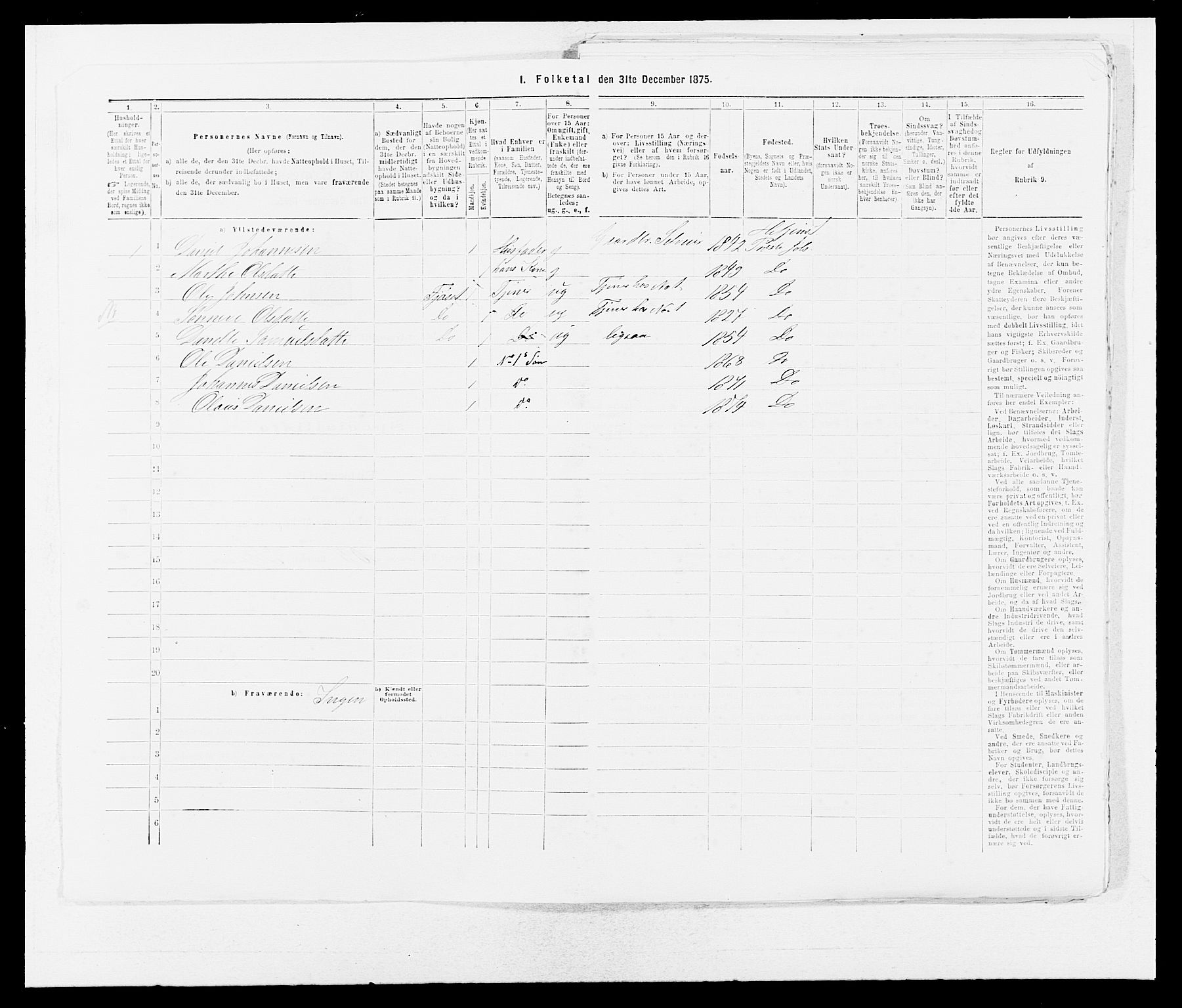 SAB, 1875 census for 1431P Jølster, 1875, p. 136