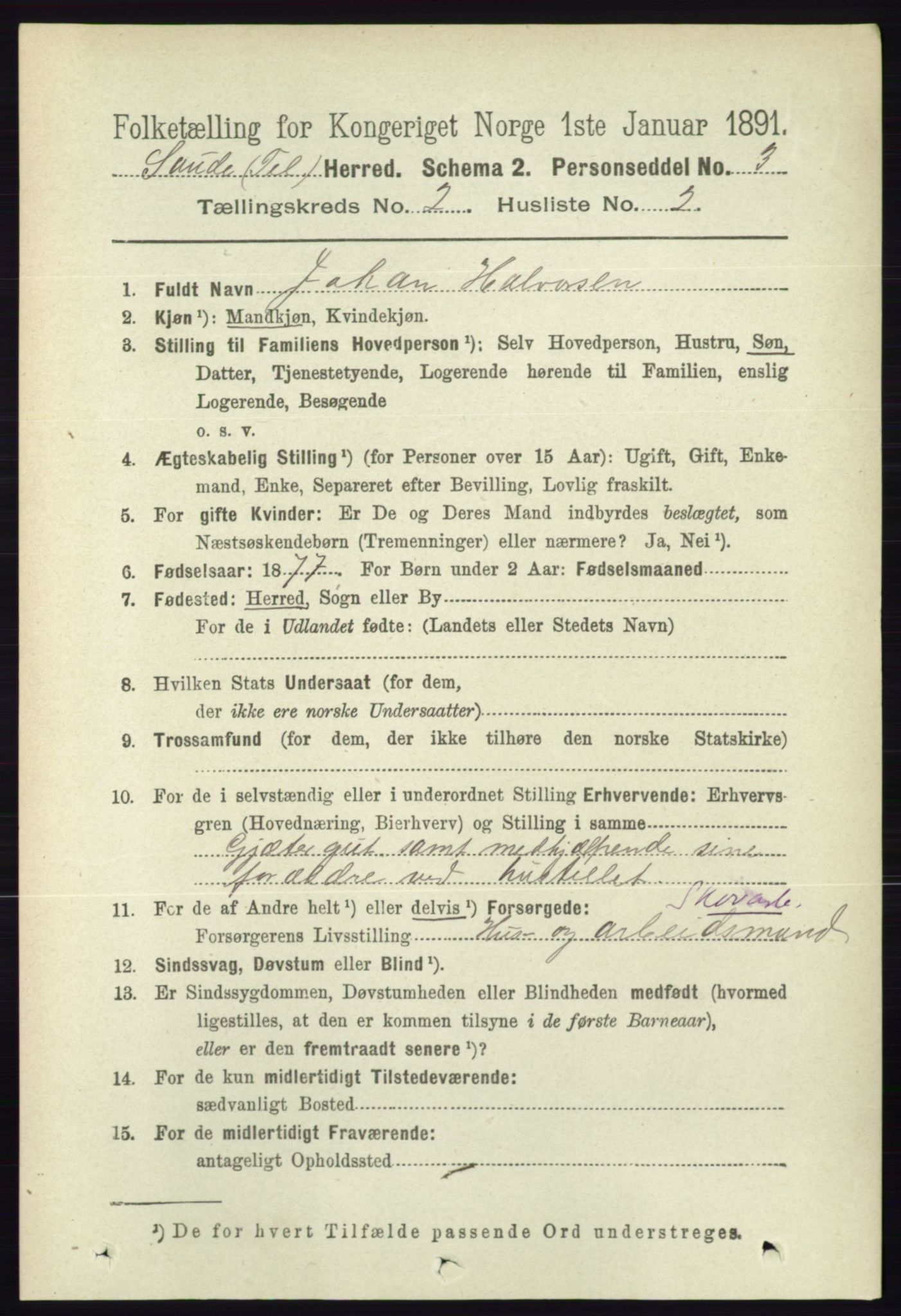 RA, 1891 census for 0822 Sauherad, 1891, p. 458