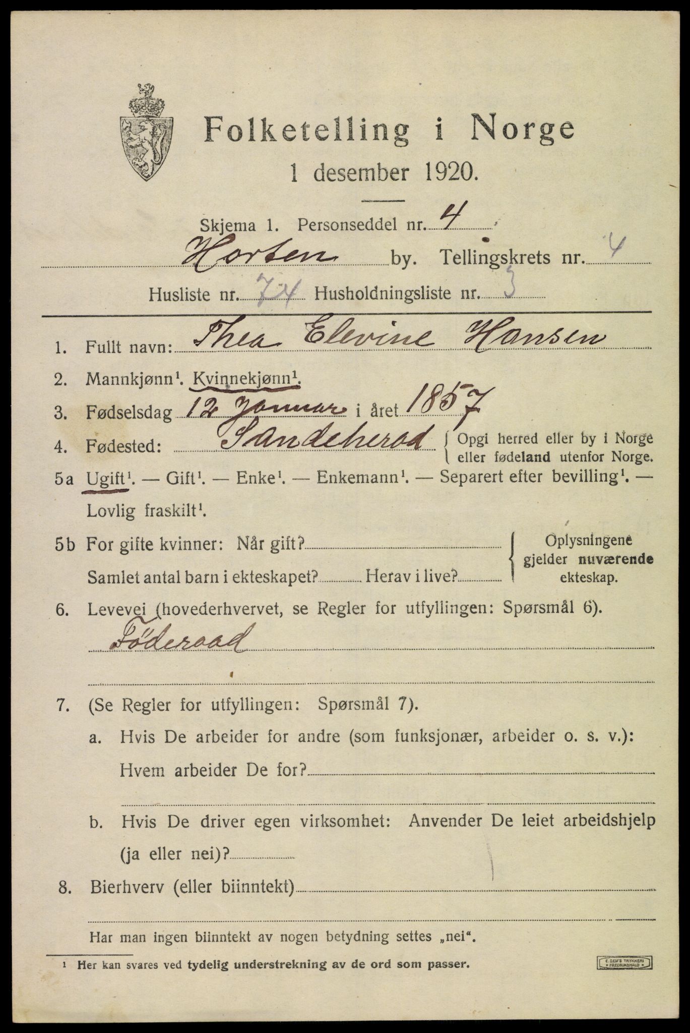 SAKO, 1920 census for Horten, 1920, p. 17555