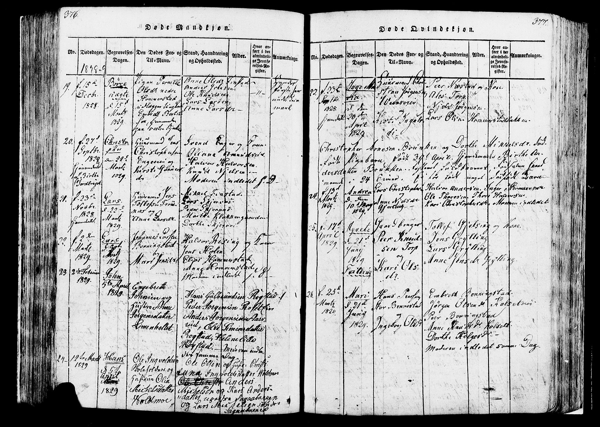 Løten prestekontor, AV/SAH-PREST-022/K/Ka/L0005: Parish register (official) no. 5, 1814-1832, p. 376-377