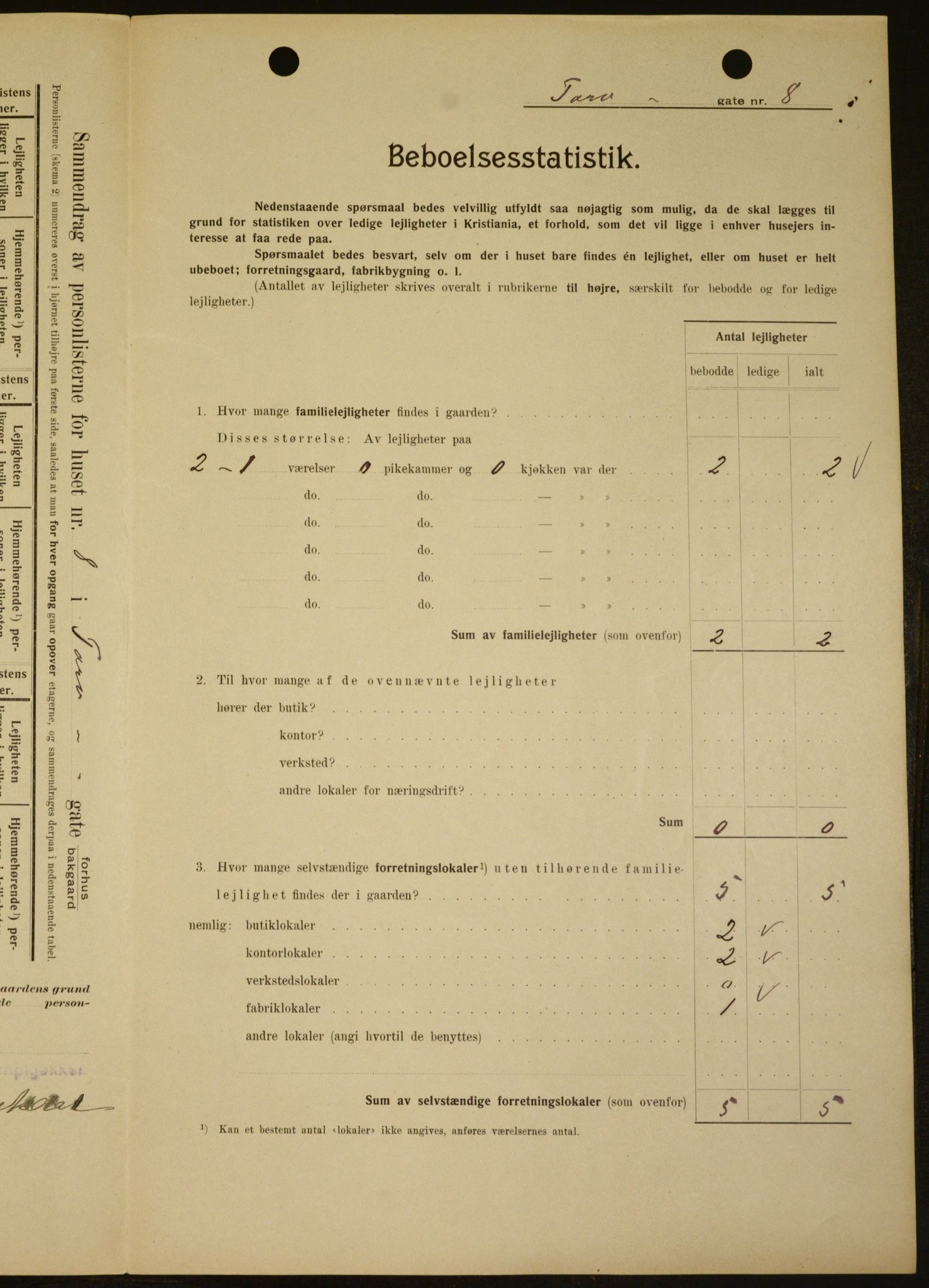 OBA, Municipal Census 1909 for Kristiania, 1909, p. 103352