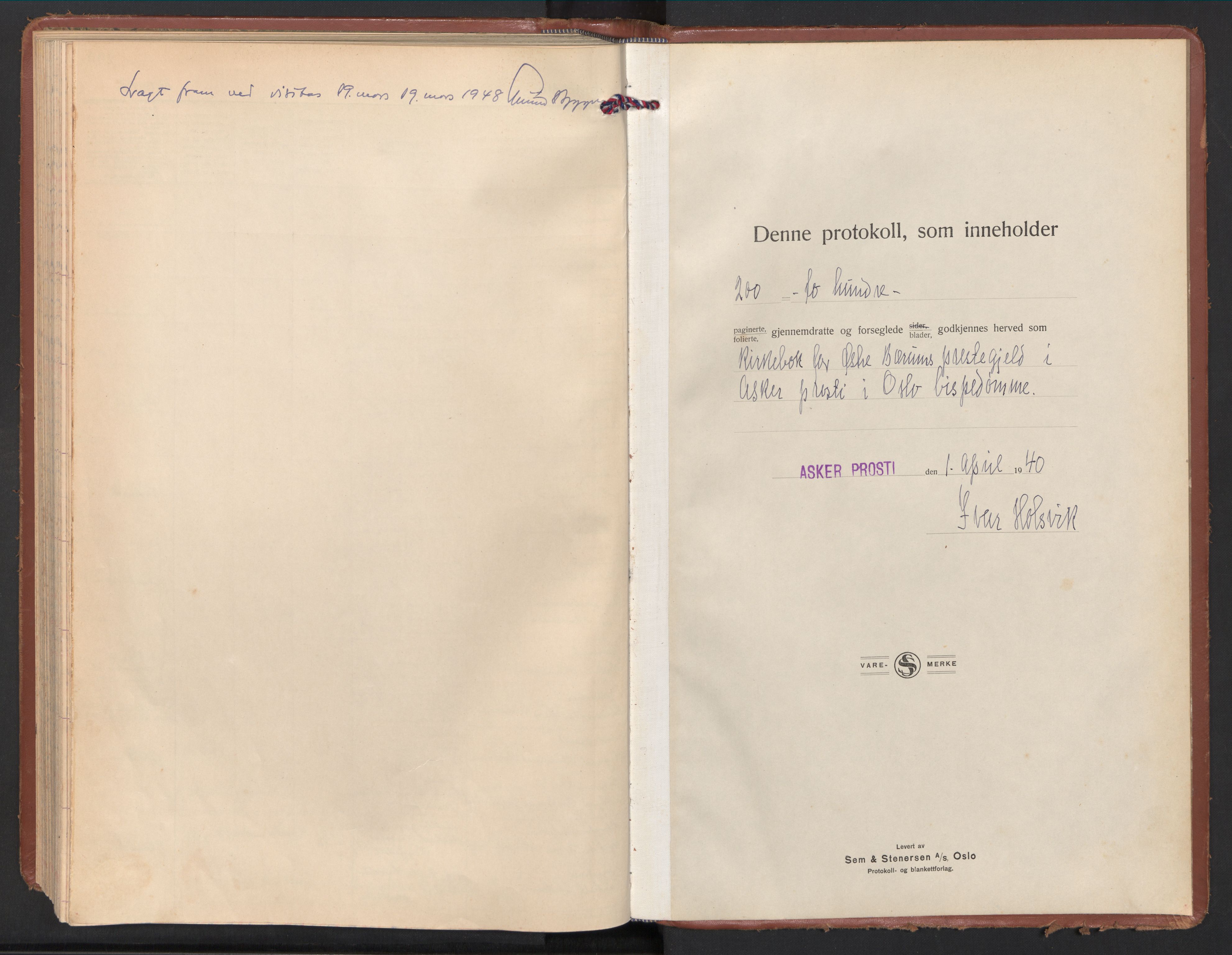 Østre Bærum prestekontor Kirkebøker, AV/SAO-A-10887/F/Fa/L0008: Parish register (official) no. 8, 1940-1948