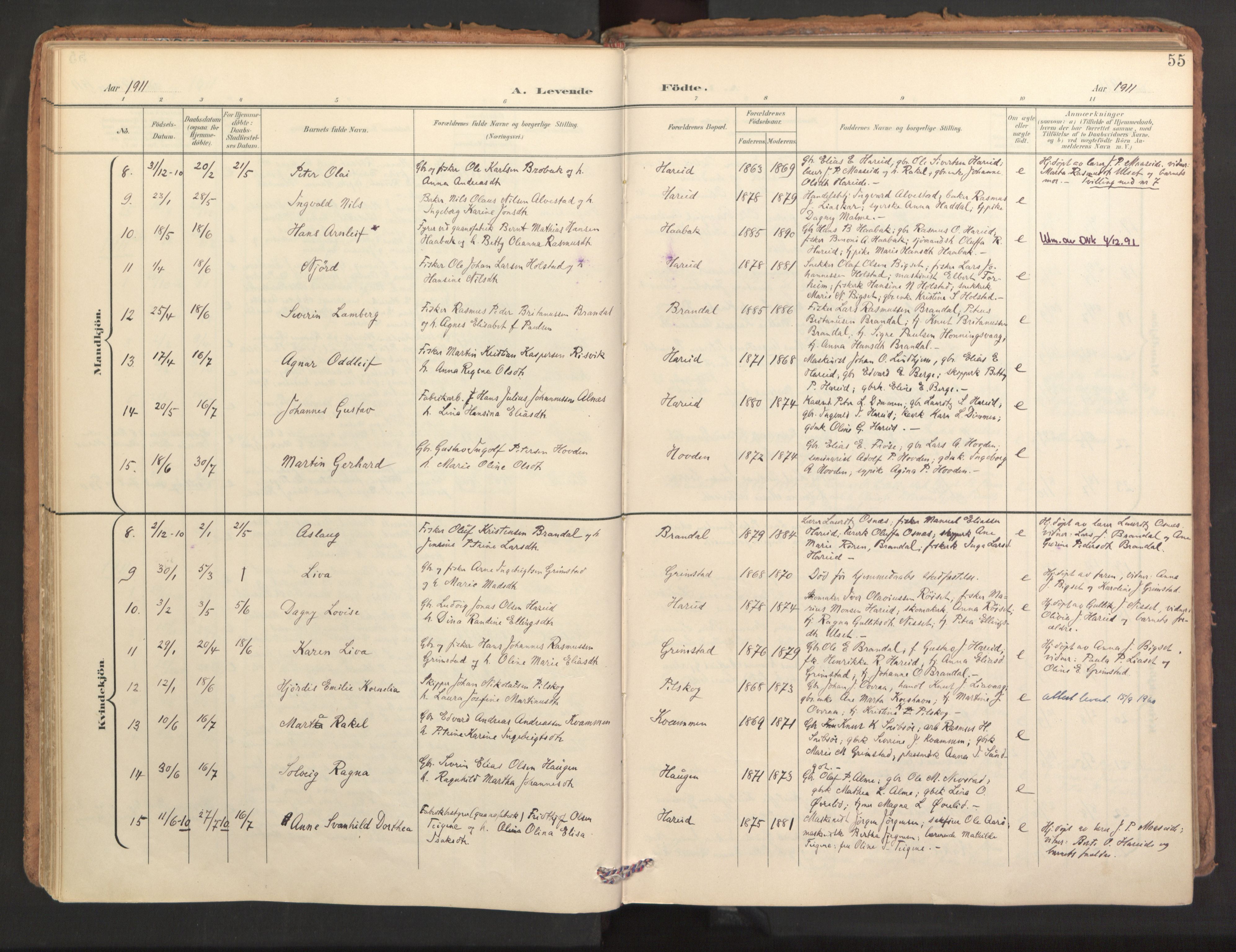 Ministerialprotokoller, klokkerbøker og fødselsregistre - Møre og Romsdal, SAT/A-1454/510/L0123: Parish register (official) no. 510A03, 1898-1922, p. 55