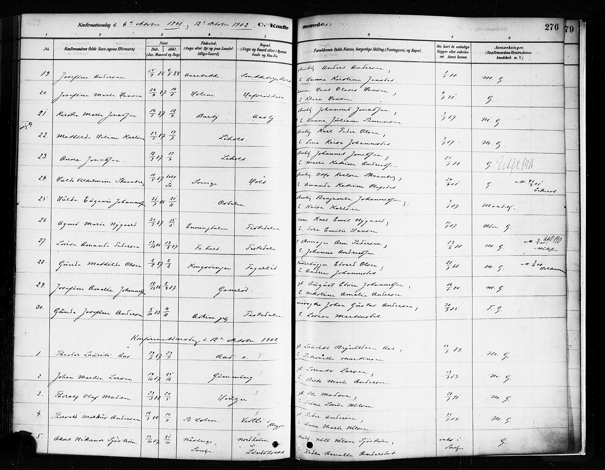Idd prestekontor Kirkebøker, SAO/A-10911/F/Fc/L0006a: Parish register (official) no. III 6A, 1878-1903, p. 276