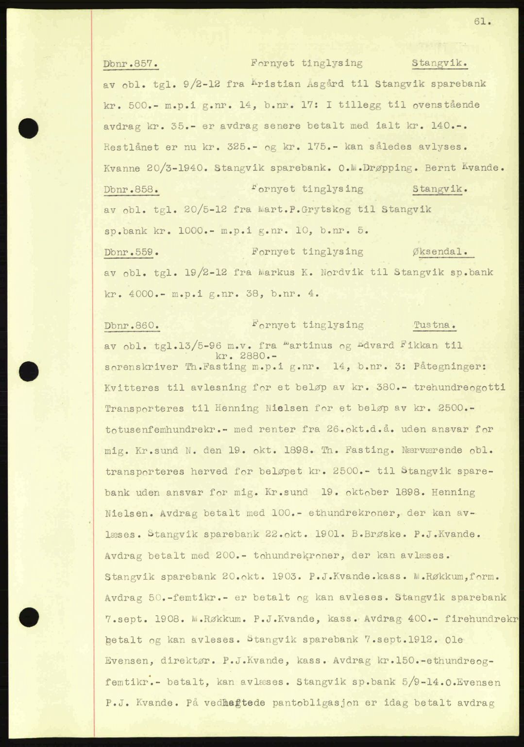 Nordmøre sorenskriveri, AV/SAT-A-4132/1/2/2Ca: Mortgage book no. C81, 1940-1945, Diary no: : 857/1940