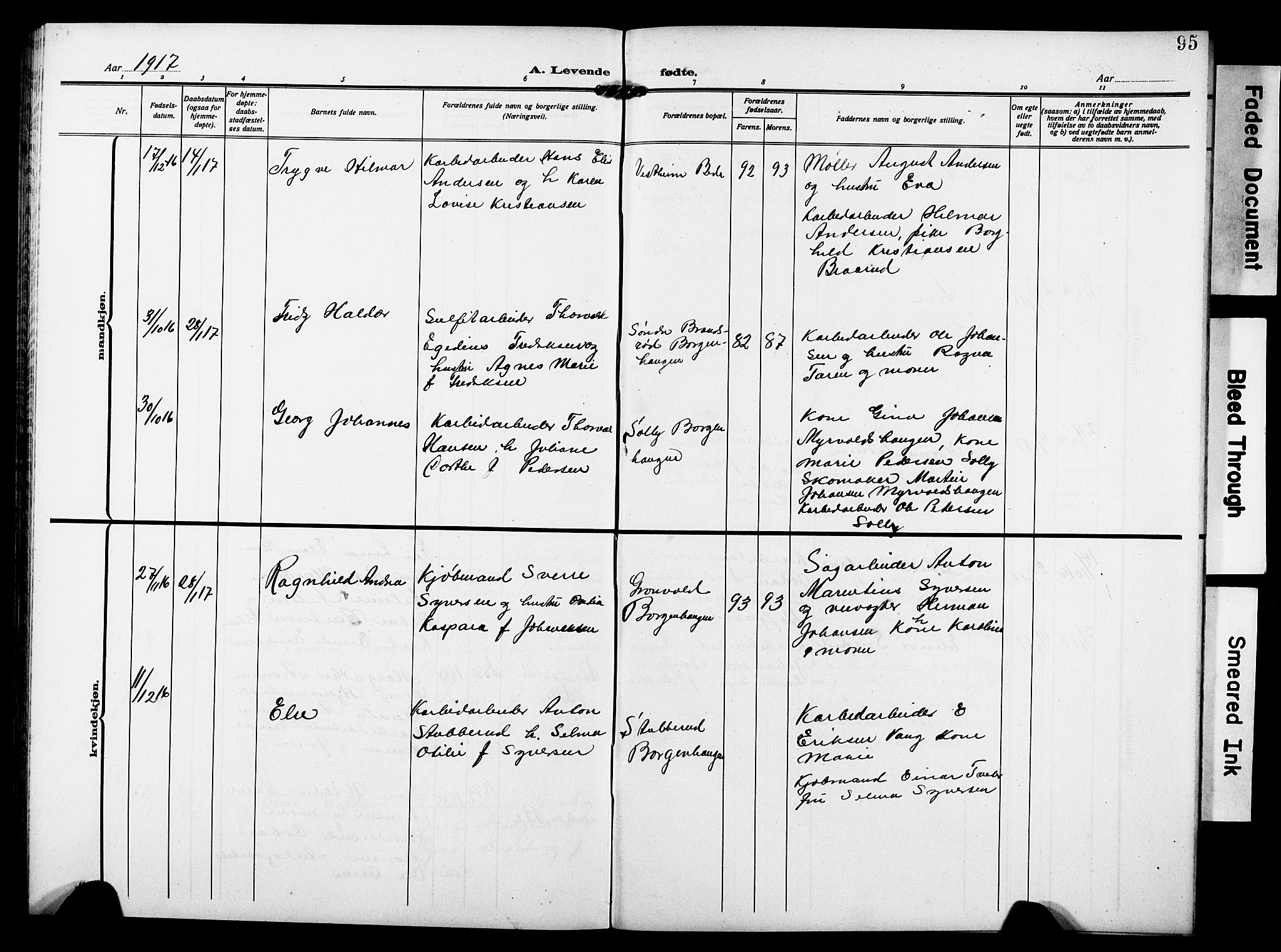 Skjeberg prestekontor Kirkebøker, AV/SAO-A-10923/G/Gd/L0001: Parish register (copy) no. IV 1, 1907-1917, p. 95