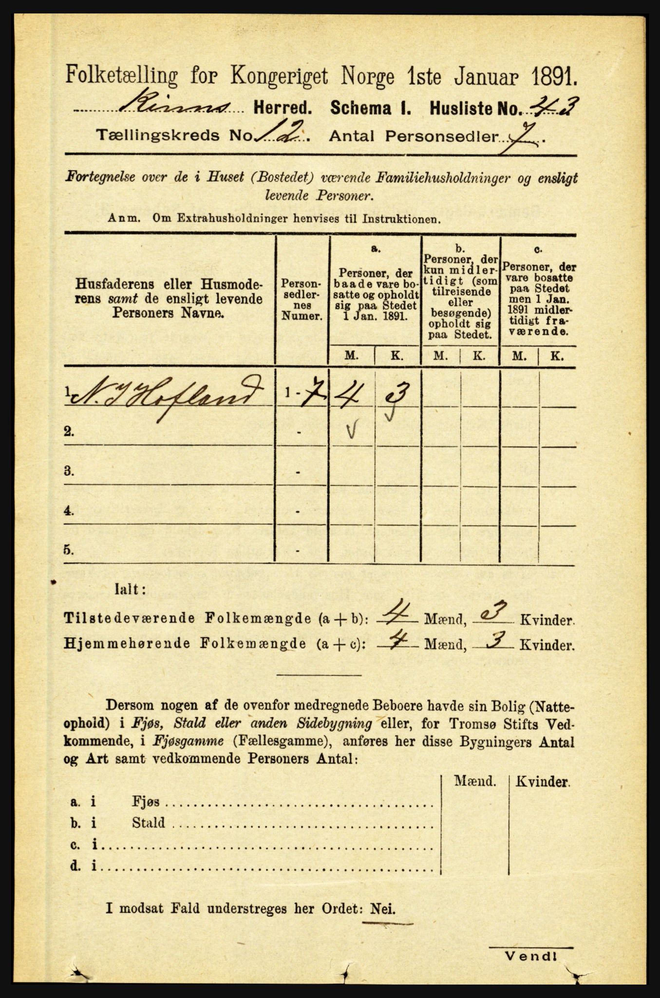 RA, 1891 census for 1437 Kinn, 1891, p. 4473