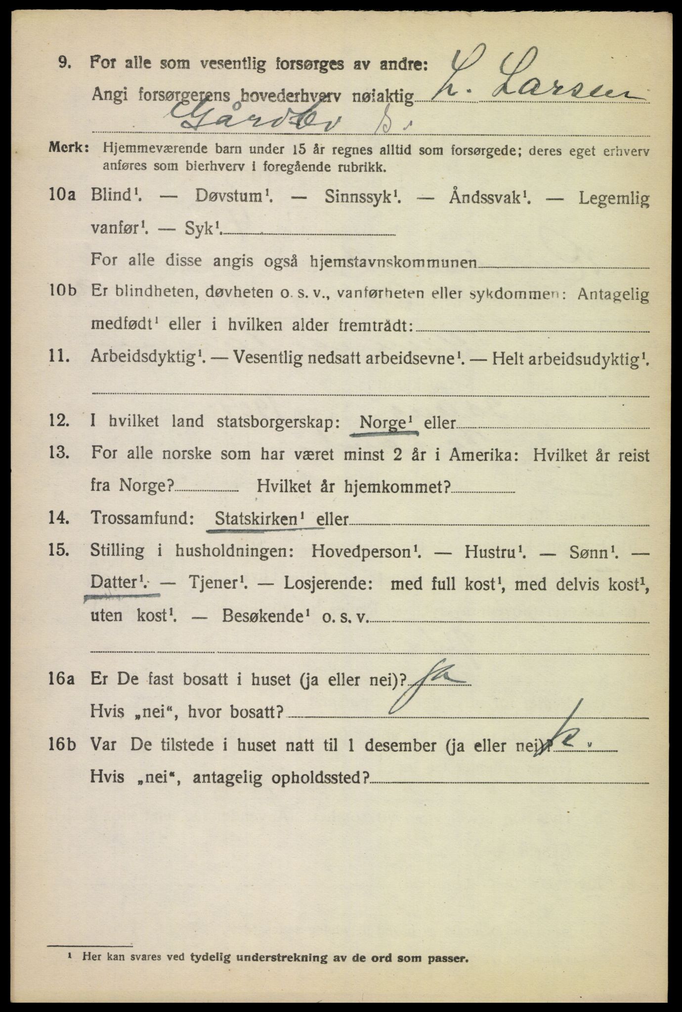 SAK, 1920 census for Randesund, 1920, p. 3003