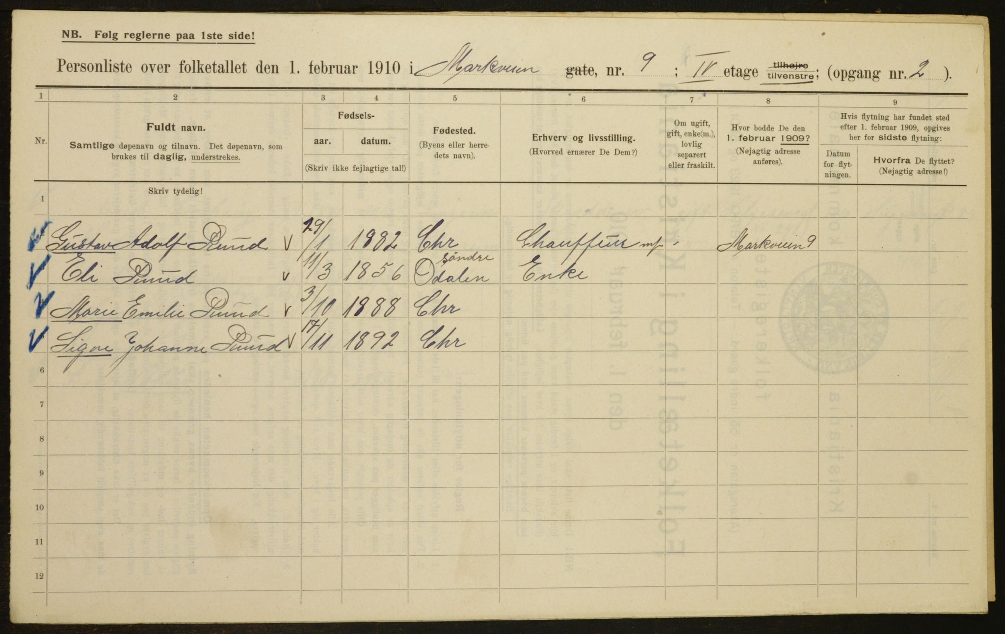 OBA, Municipal Census 1910 for Kristiania, 1910, p. 61139