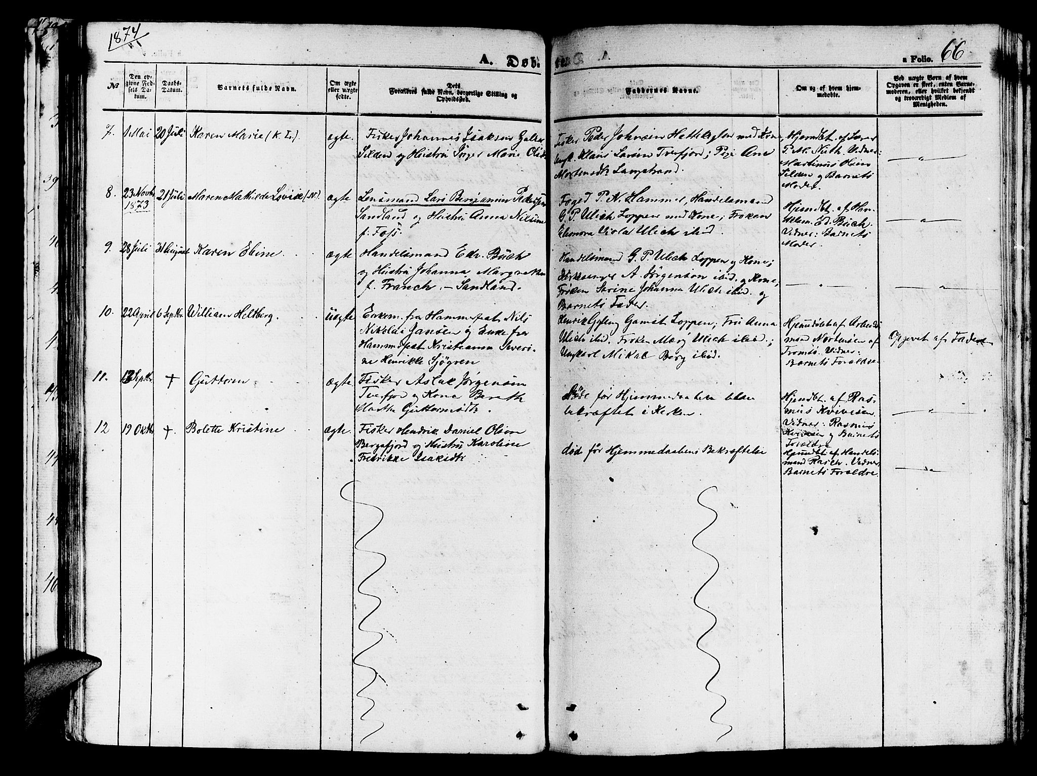 Loppa sokneprestkontor, AV/SATØ-S-1339/H/Hb/L0002klokker: Parish register (copy) no. 2, 1850-1880, p. 66