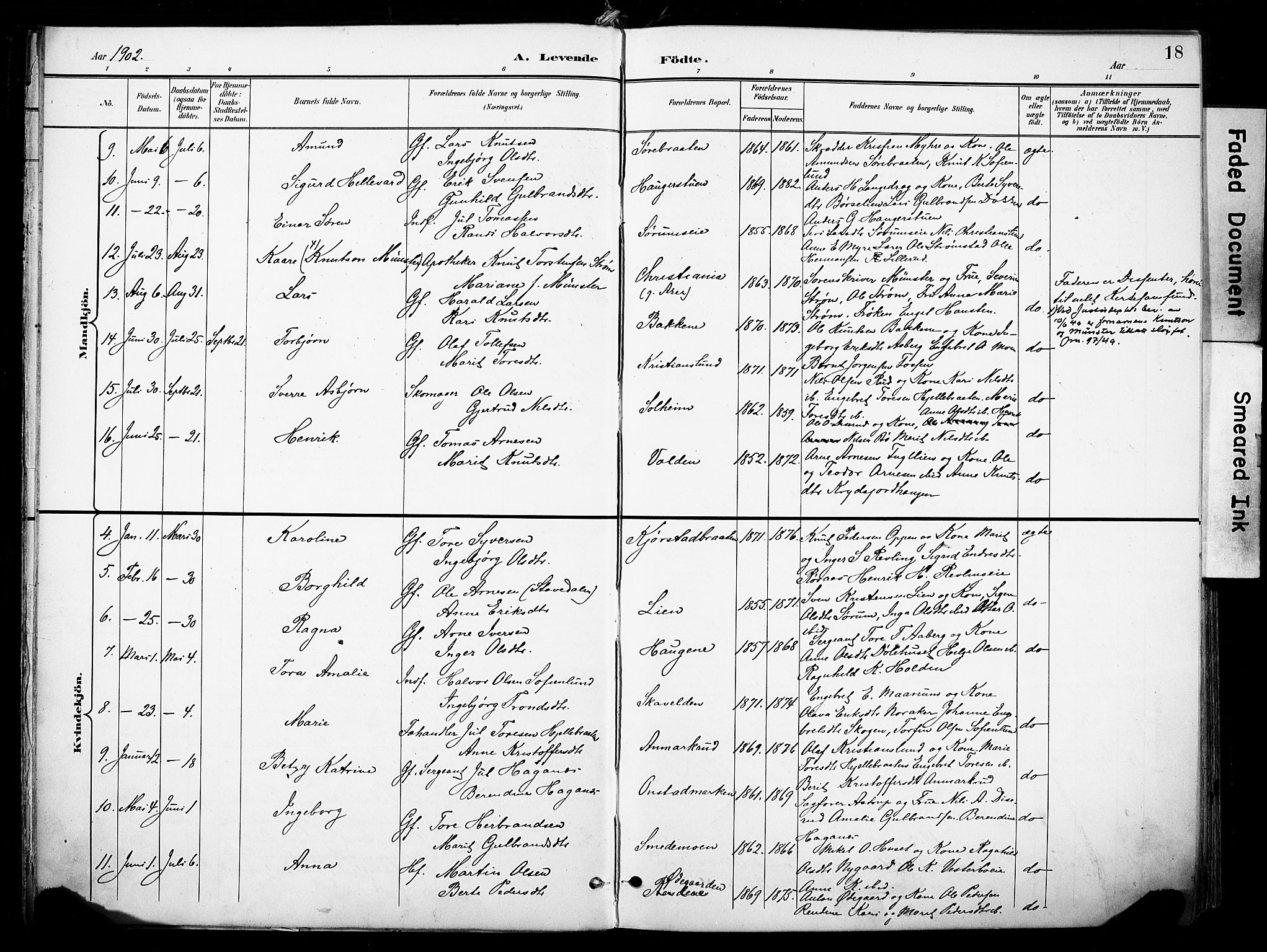 Nord-Aurdal prestekontor, SAH/PREST-132/H/Ha/Haa/L0014: Parish register (official) no. 14, 1896-1912, p. 18
