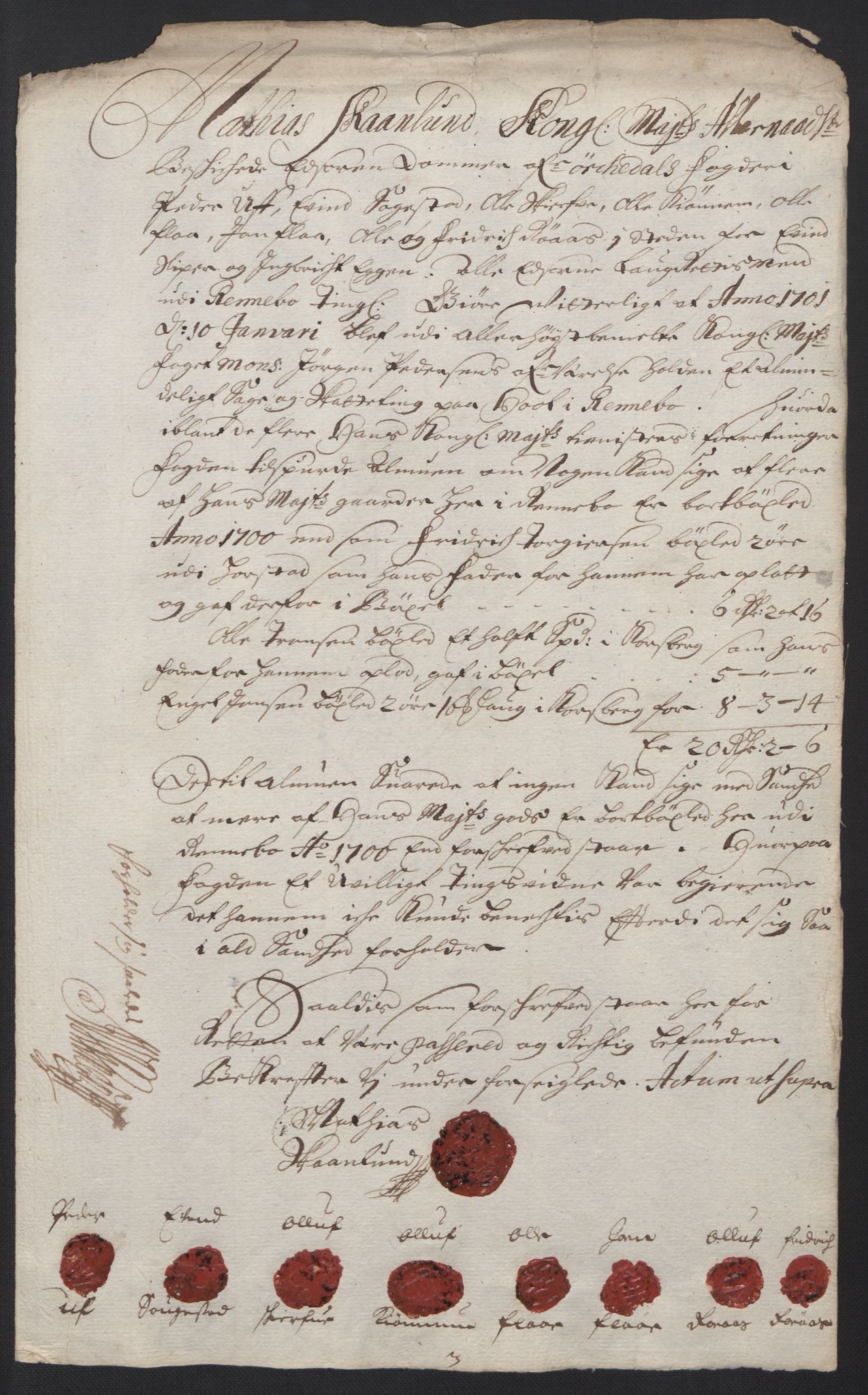 Rentekammeret inntil 1814, Reviderte regnskaper, Fogderegnskap, AV/RA-EA-4092/R60/L3950: Fogderegnskap Orkdal og Gauldal, 1700, p. 154