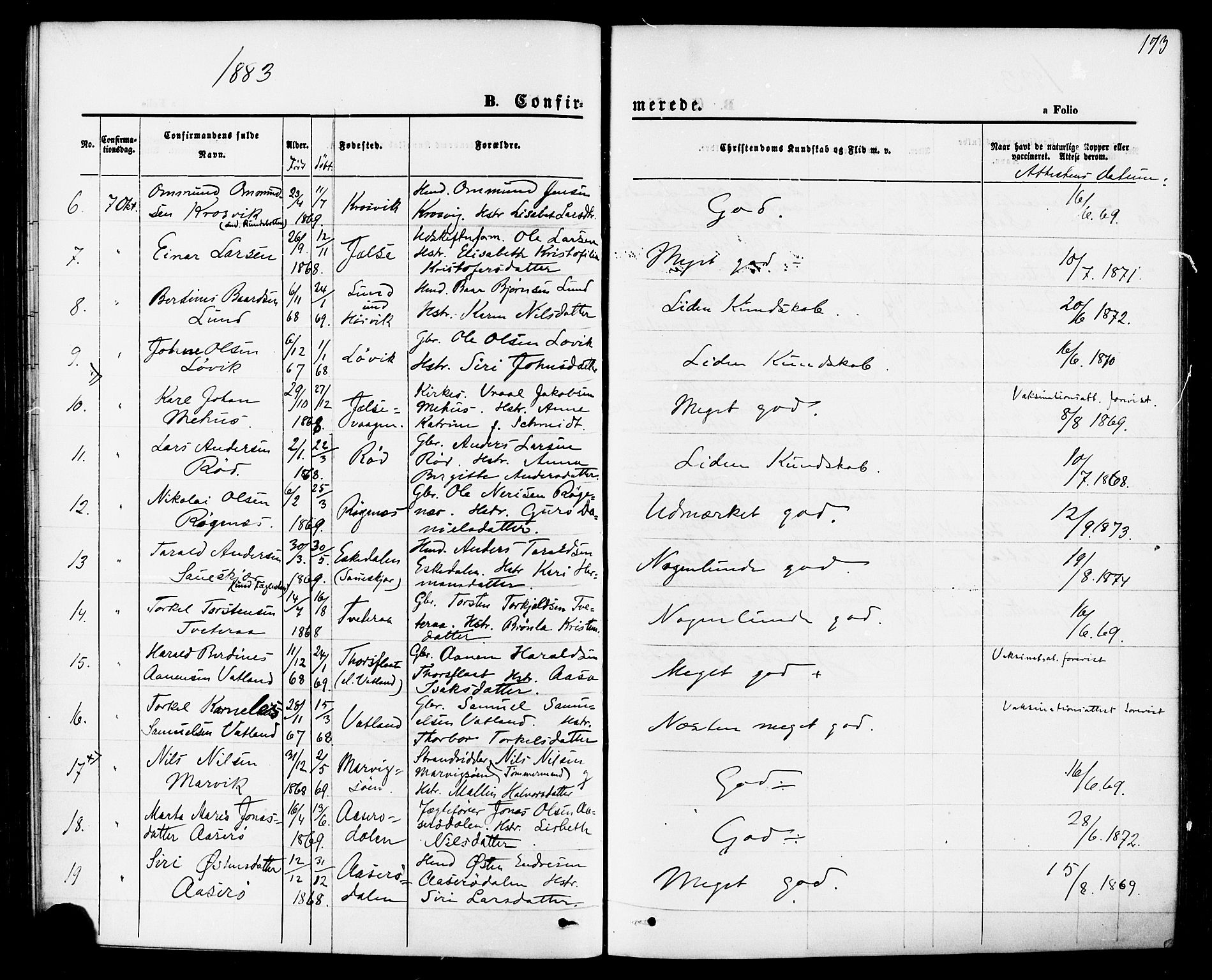 Jelsa sokneprestkontor, AV/SAST-A-101842/01/IV: Parish register (official) no. A 8, 1867-1883, p. 173