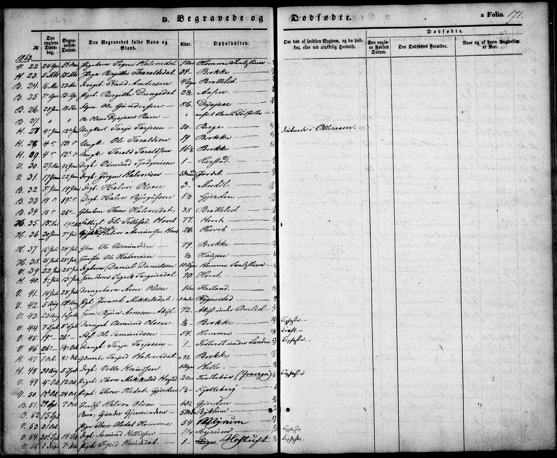 Valle sokneprestkontor, SAK/1111-0044/F/Fa/Fac/L0007: Parish register (official) no. A 7, 1854-1868, p. 171