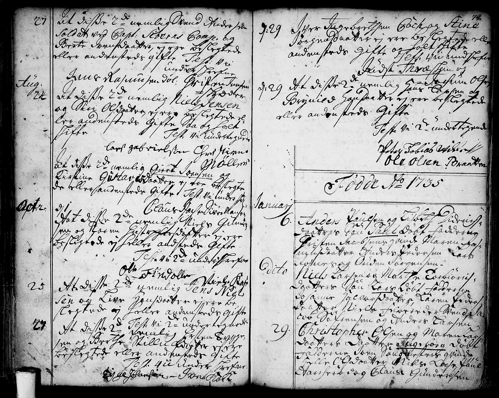 Moss prestekontor Kirkebøker, AV/SAO-A-2003/F/Fa/L0001: Parish register (official) no. I 1, 1725-1752, p. 74