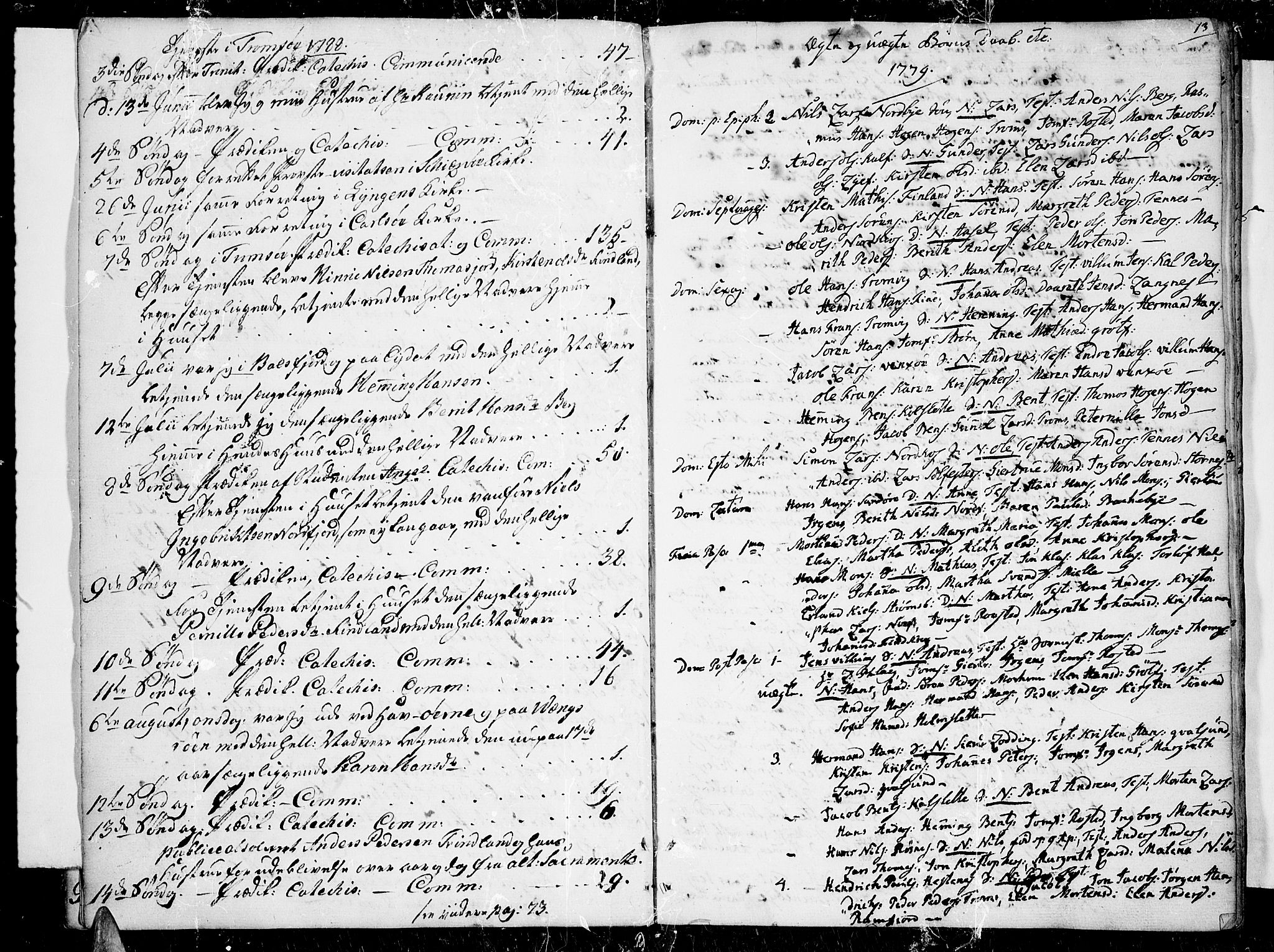 Tromsø sokneprestkontor/stiftsprosti/domprosti, AV/SATØ-S-1343/G/Ga/L0003kirke: Parish register (official) no. 3, 1779-1796, p. 13