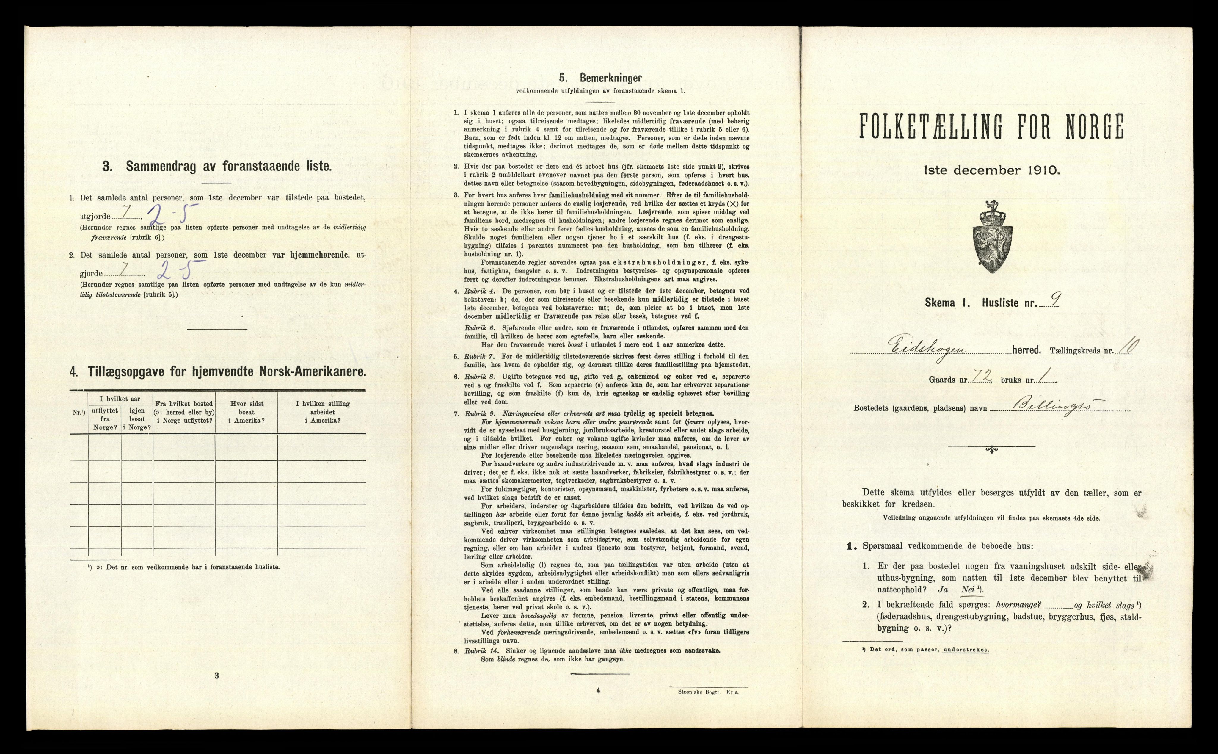 RA, 1910 census for Eidskog, 1910, p. 1580