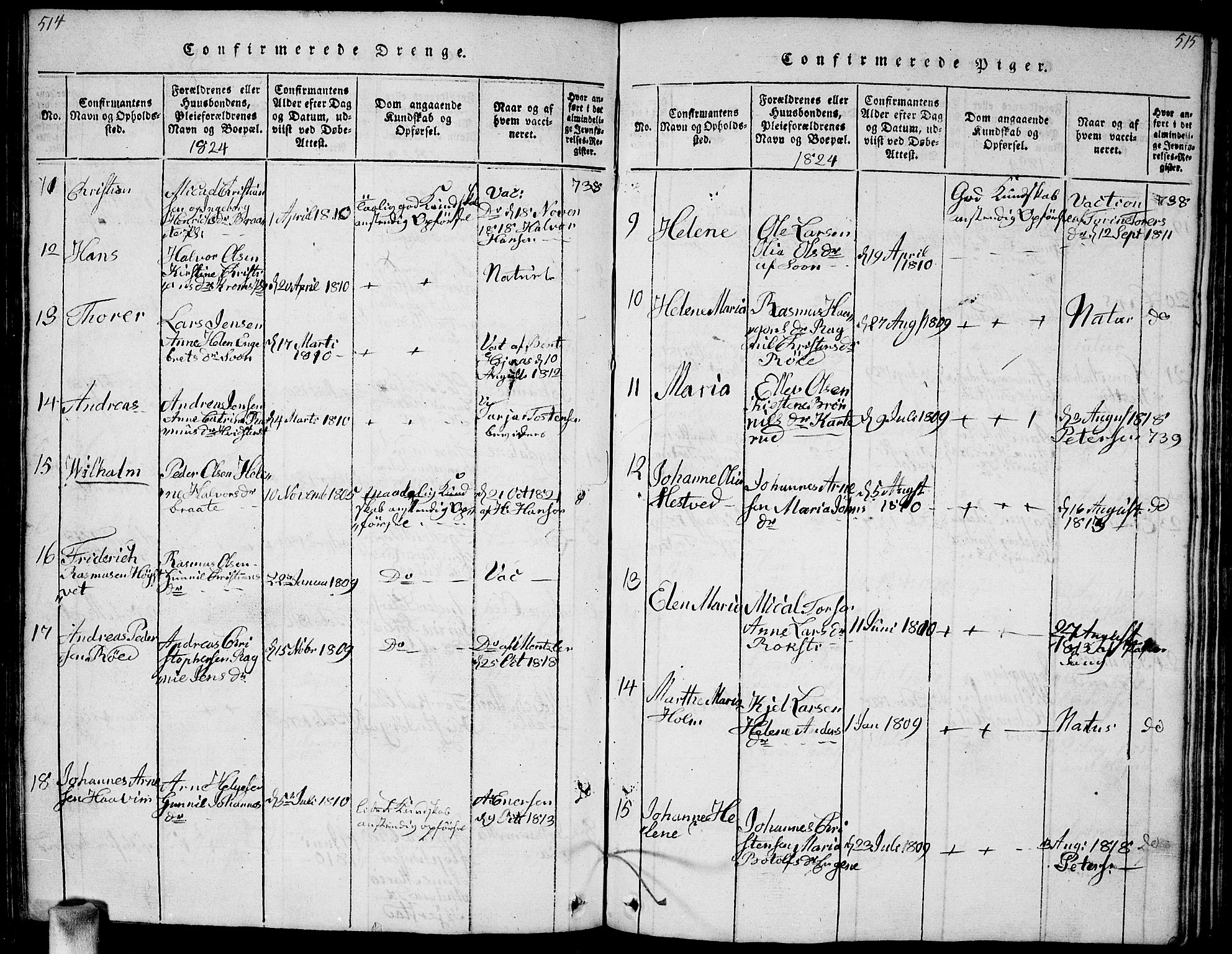 Vestby prestekontor Kirkebøker, SAO/A-10893/G/Ga/L0001: Parish register (copy) no. I 1, 1814-1827, p. 514-515