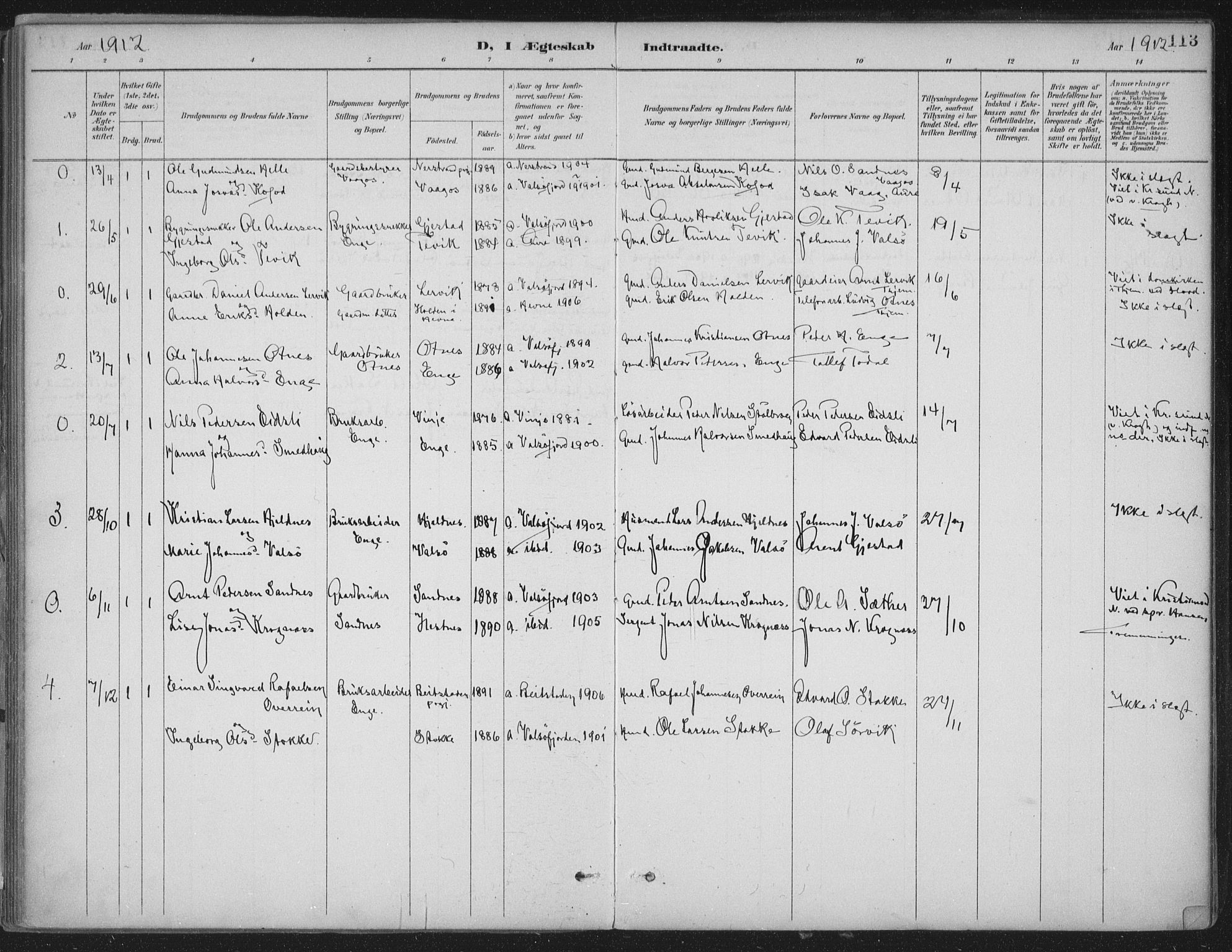 Ministerialprotokoller, klokkerbøker og fødselsregistre - Møre og Romsdal, AV/SAT-A-1454/580/L0925: Parish register (official) no. 580A02, 1888-1913, p. 113