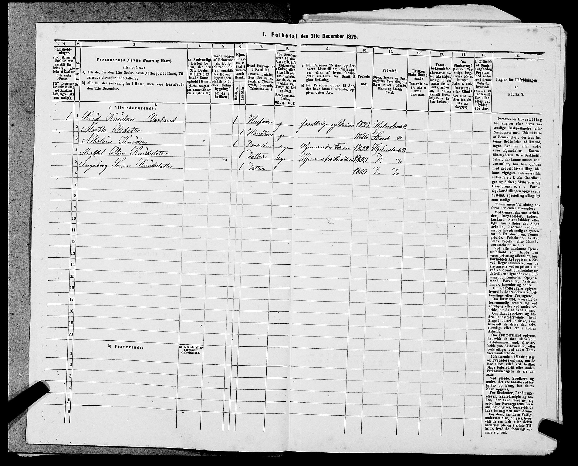 SAST, 1875 census for 1130P Strand, 1875, p. 181