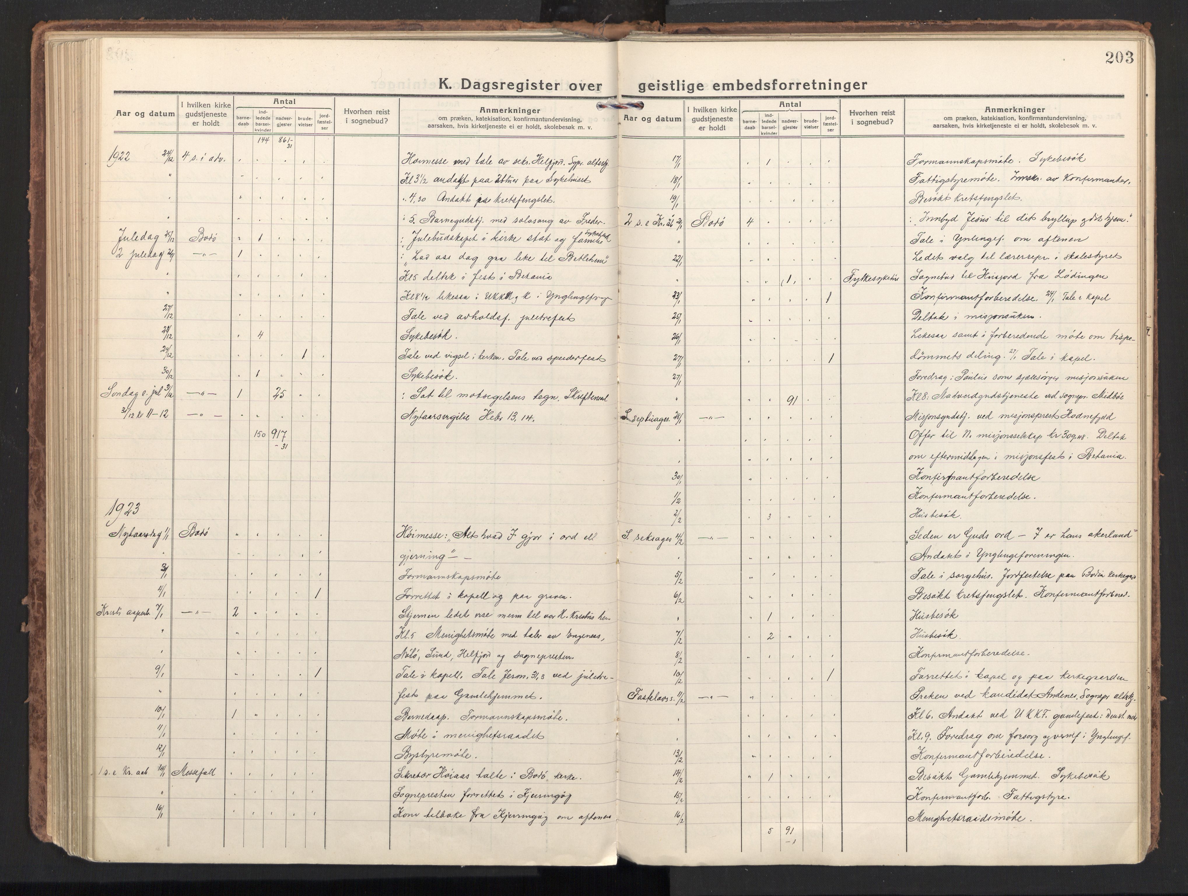 Ministerialprotokoller, klokkerbøker og fødselsregistre - Nordland, SAT/A-1459/801/L0018: Parish register (official) no. 801A18, 1916-1930, p. 203