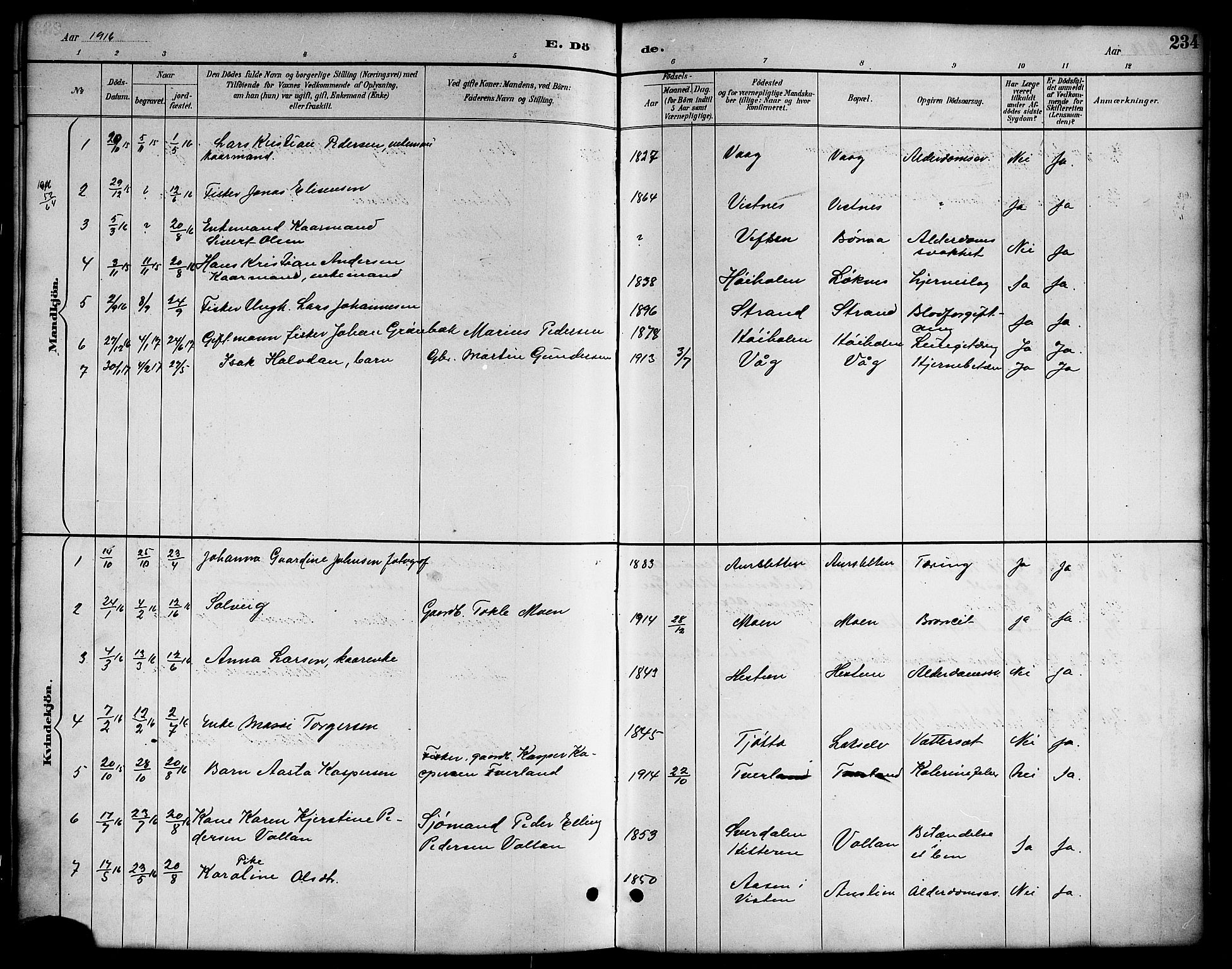 Ministerialprotokoller, klokkerbøker og fødselsregistre - Nordland, AV/SAT-A-1459/819/L0277: Parish register (copy) no. 819C03, 1888-1917, p. 234