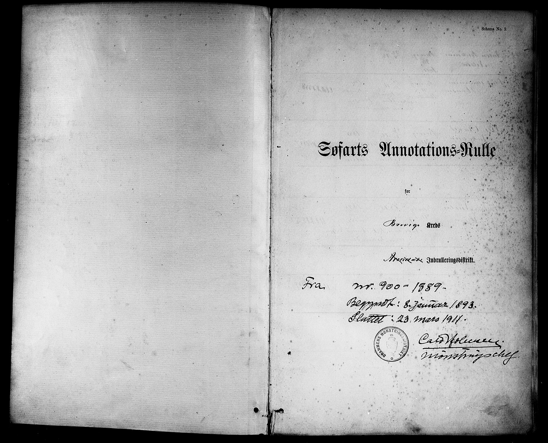 Brevik innrulleringskontor, AV/SAKO-A-833/F/Fa/L0003: Annotasjonsrulle, 1893-1911, p. 2