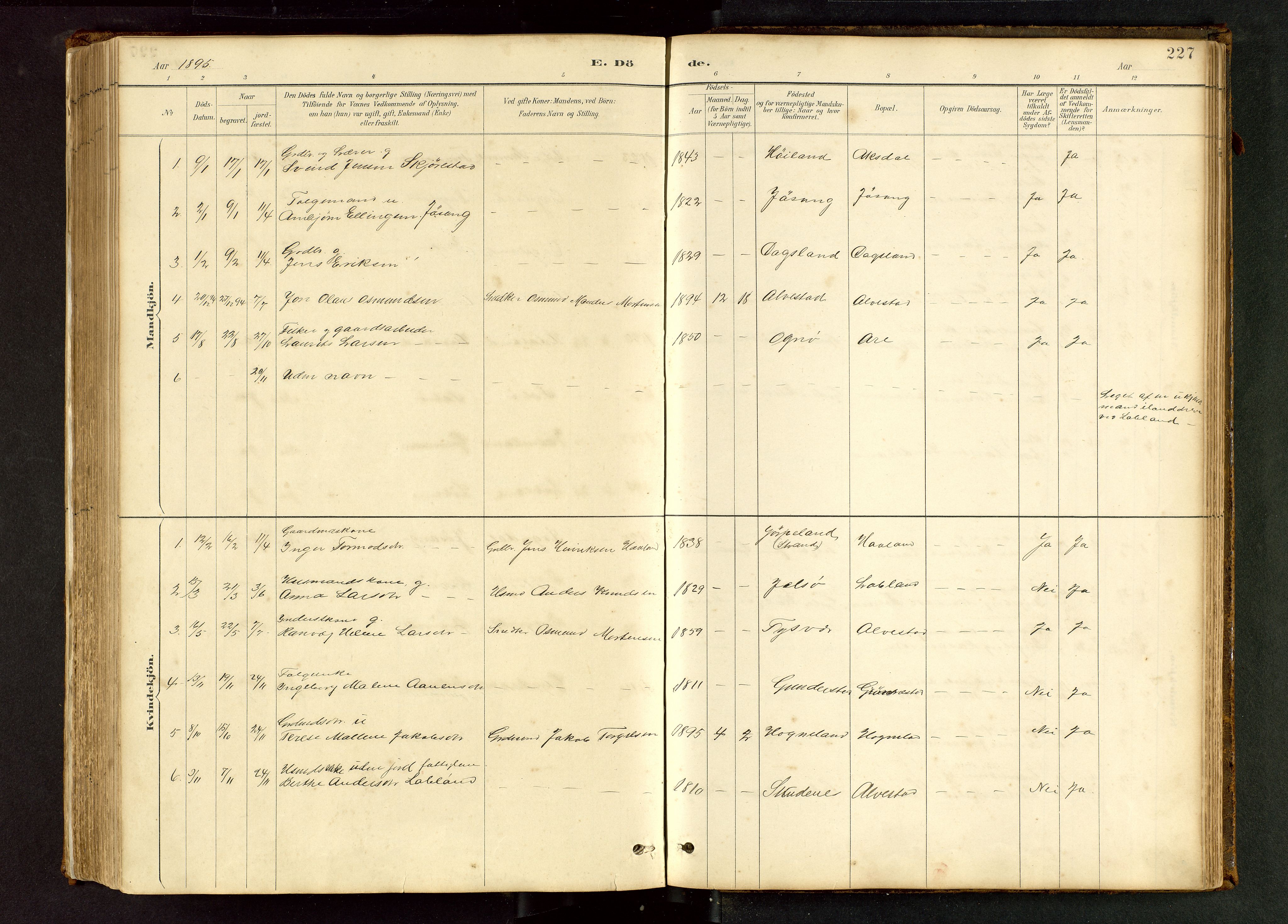 Tysvær sokneprestkontor, AV/SAST-A -101864/H/Ha/Hab/L0005: Parish register (copy) no. B 5, 1887-1947, p. 227