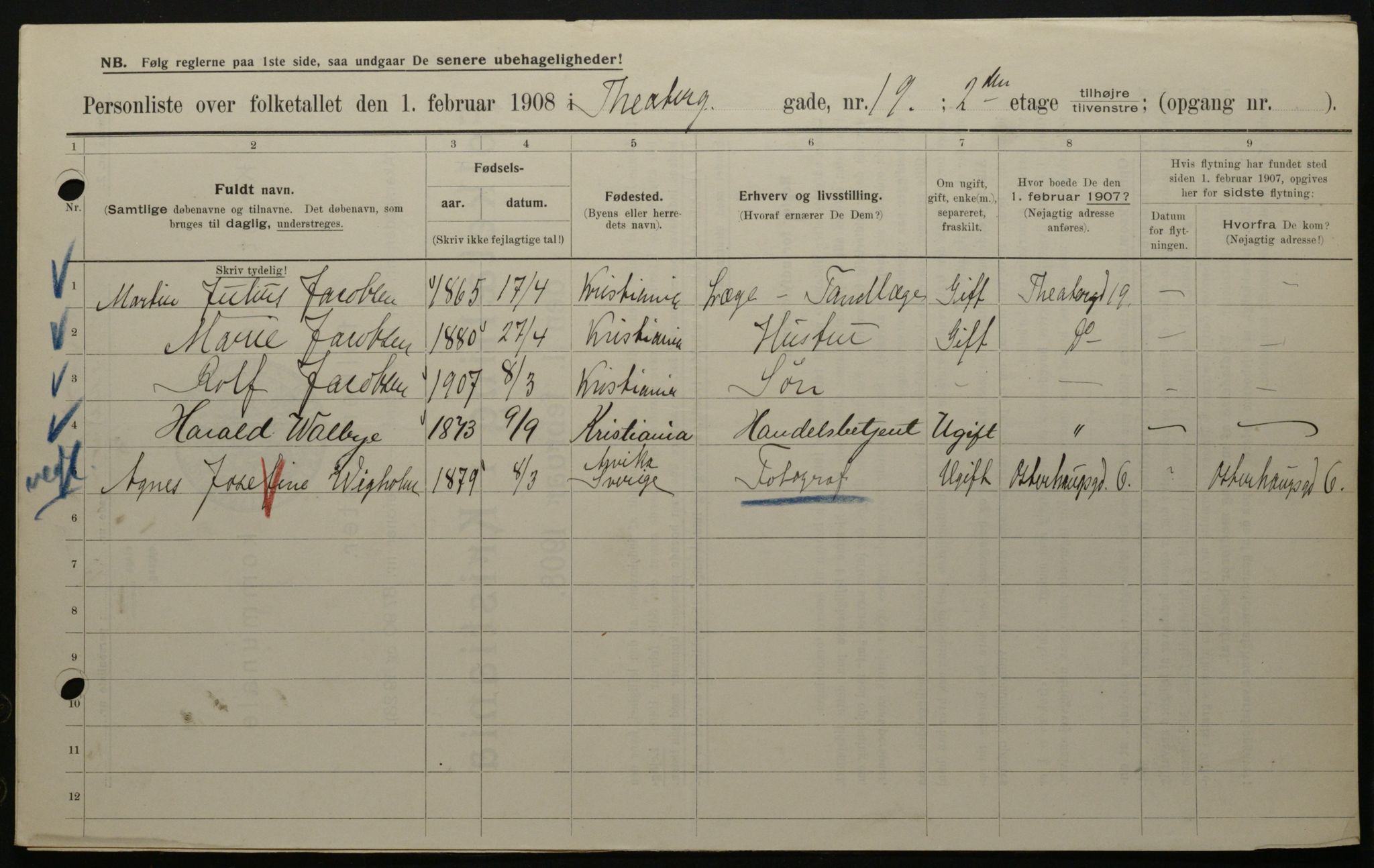 OBA, Municipal Census 1908 for Kristiania, 1908, p. 96459