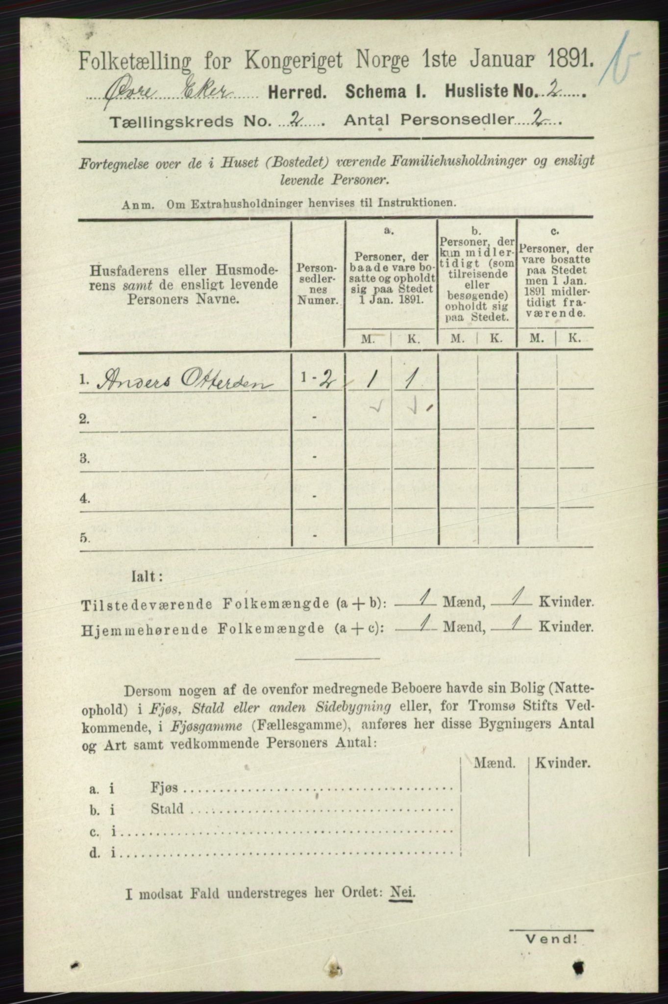 RA, 1891 census for 0624 Øvre Eiker, 1891, p. 8380