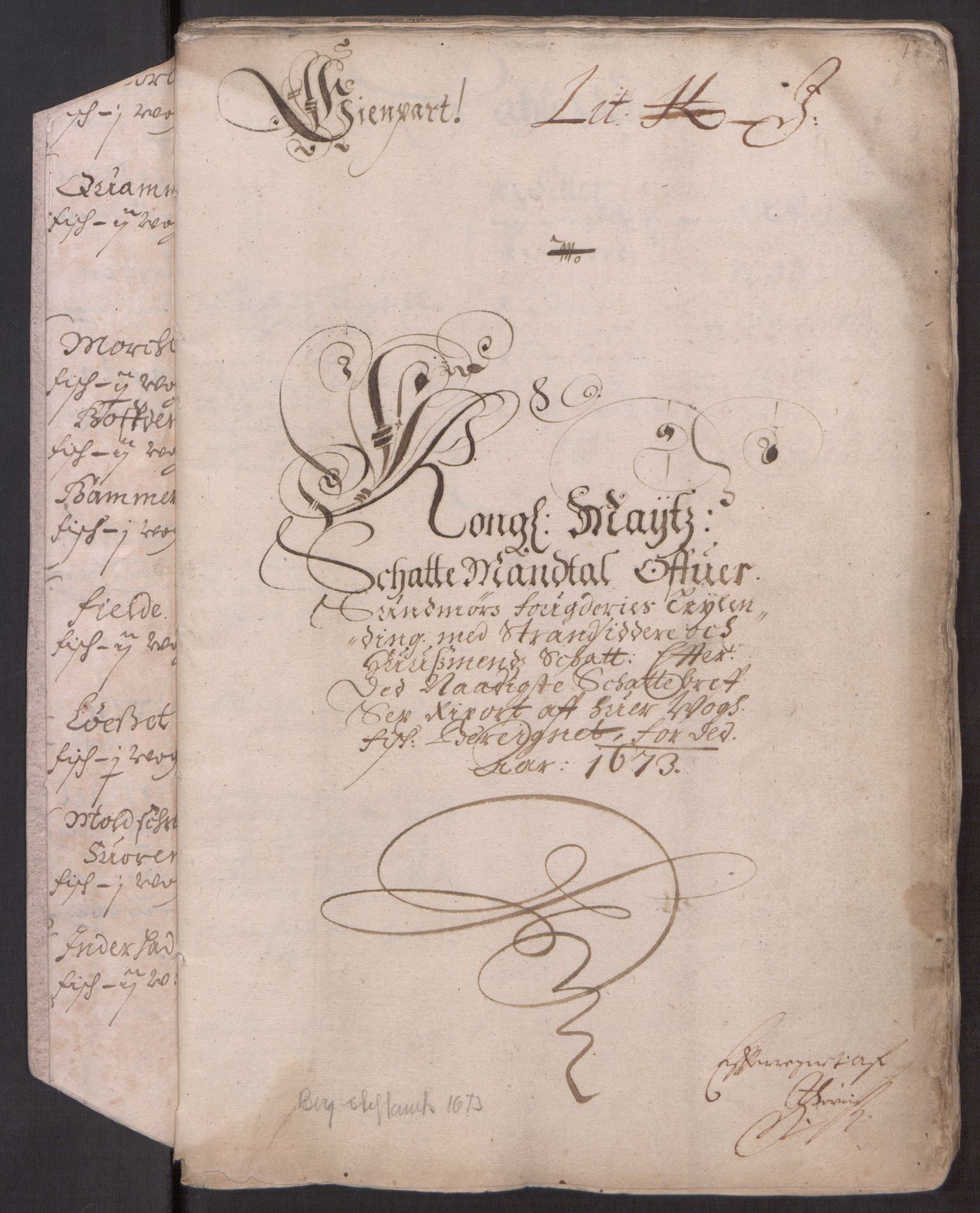 Rentekammeret inntil 1814, Reviderte regnskaper, Stiftamtstueregnskaper, Bergen stiftamt, AV/RA-EA-6043/R/Rc/L0037: Bergen stiftamt, 1673