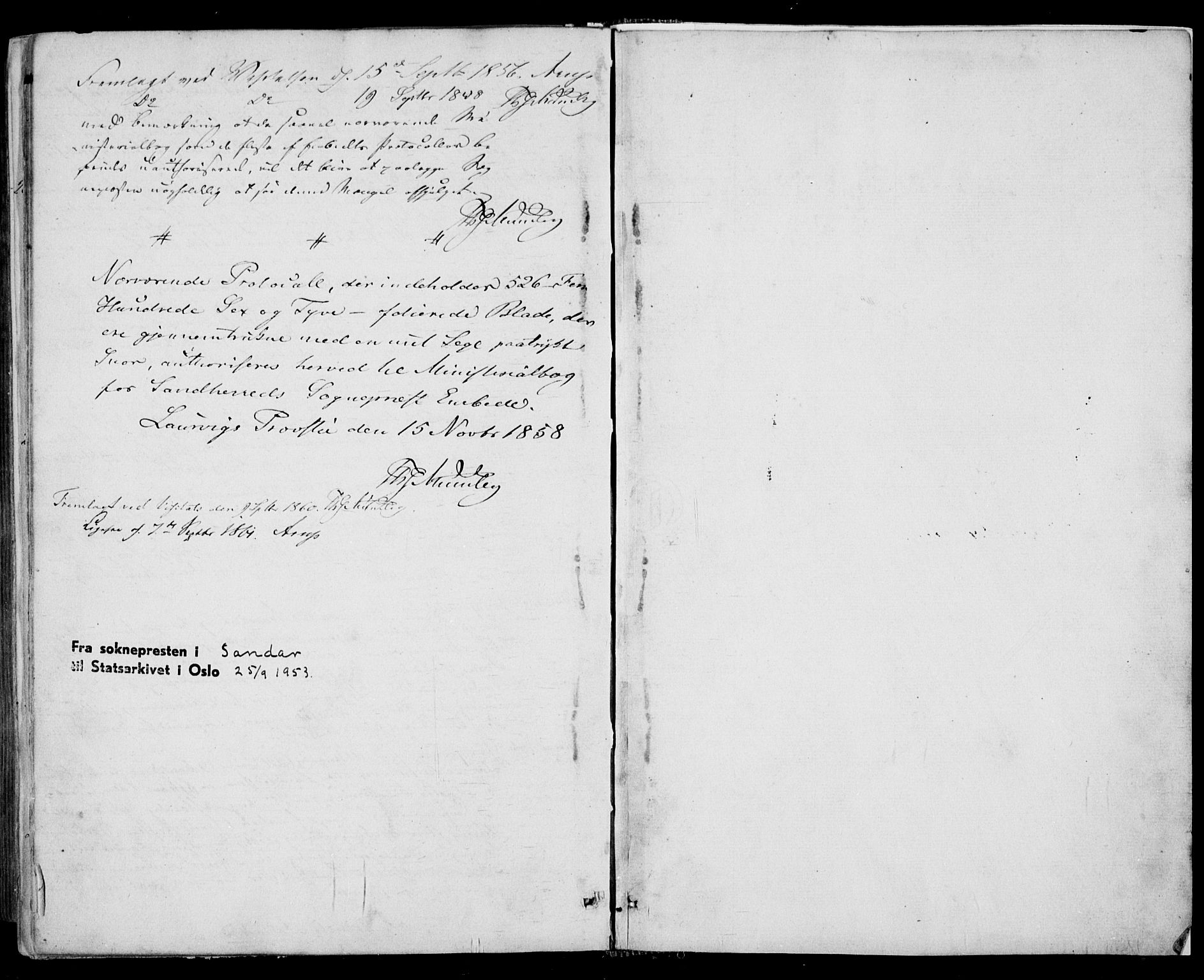 Sandar kirkebøker, SAKO/A-243/F/Fa/L0007: Parish register (official) no. 7, 1855-1861