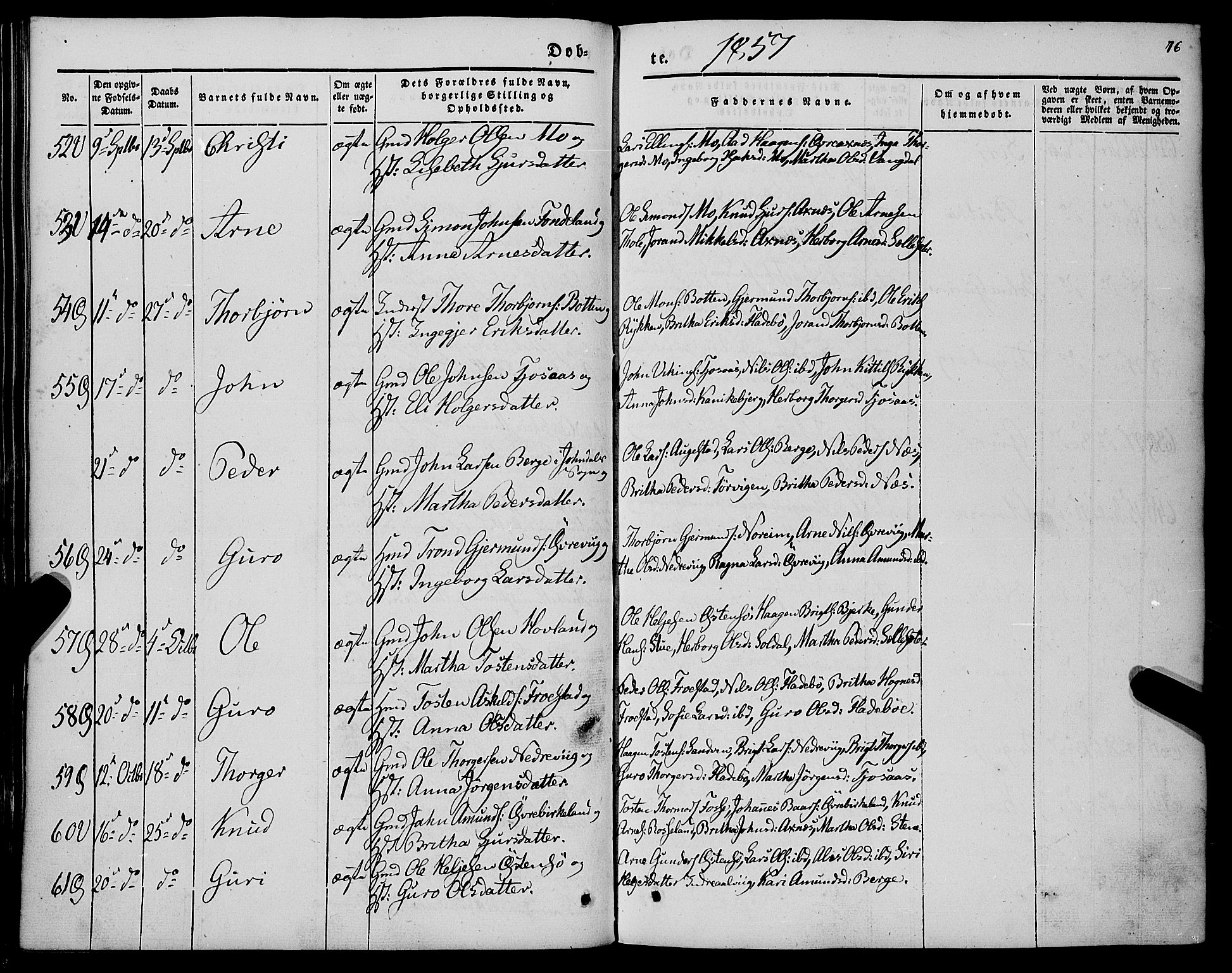 Kvam sokneprestembete, AV/SAB-A-76201/H/Haa: Parish register (official) no. A 8, 1844-1863, p. 76