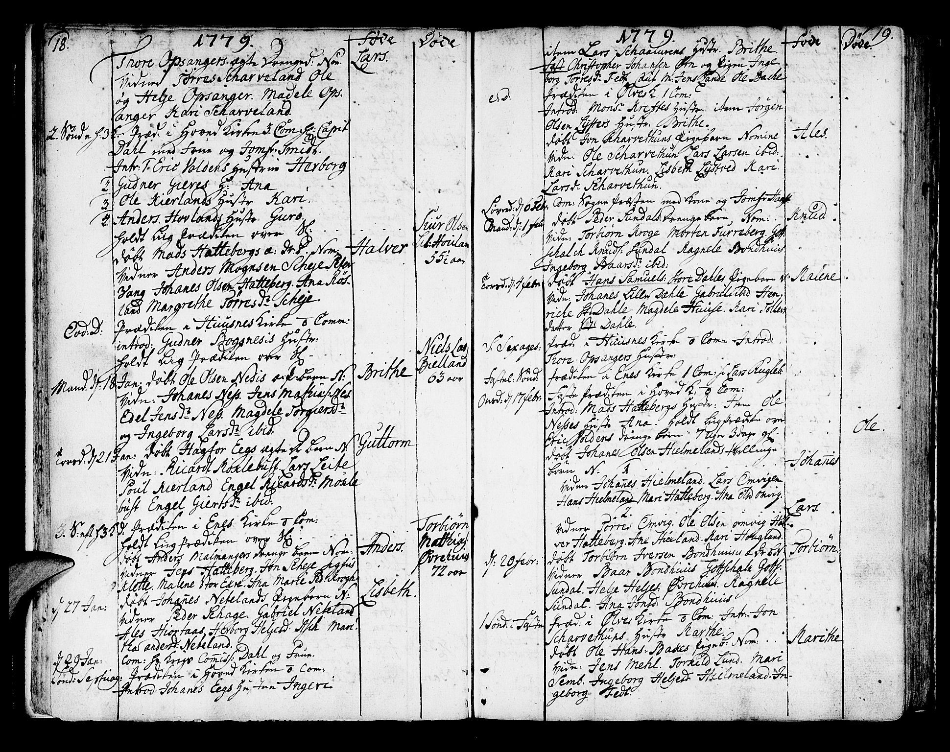 Kvinnherad sokneprestembete, AV/SAB-A-76401/H/Haa: Parish register (official) no. A 4, 1778-1811, p. 18-19